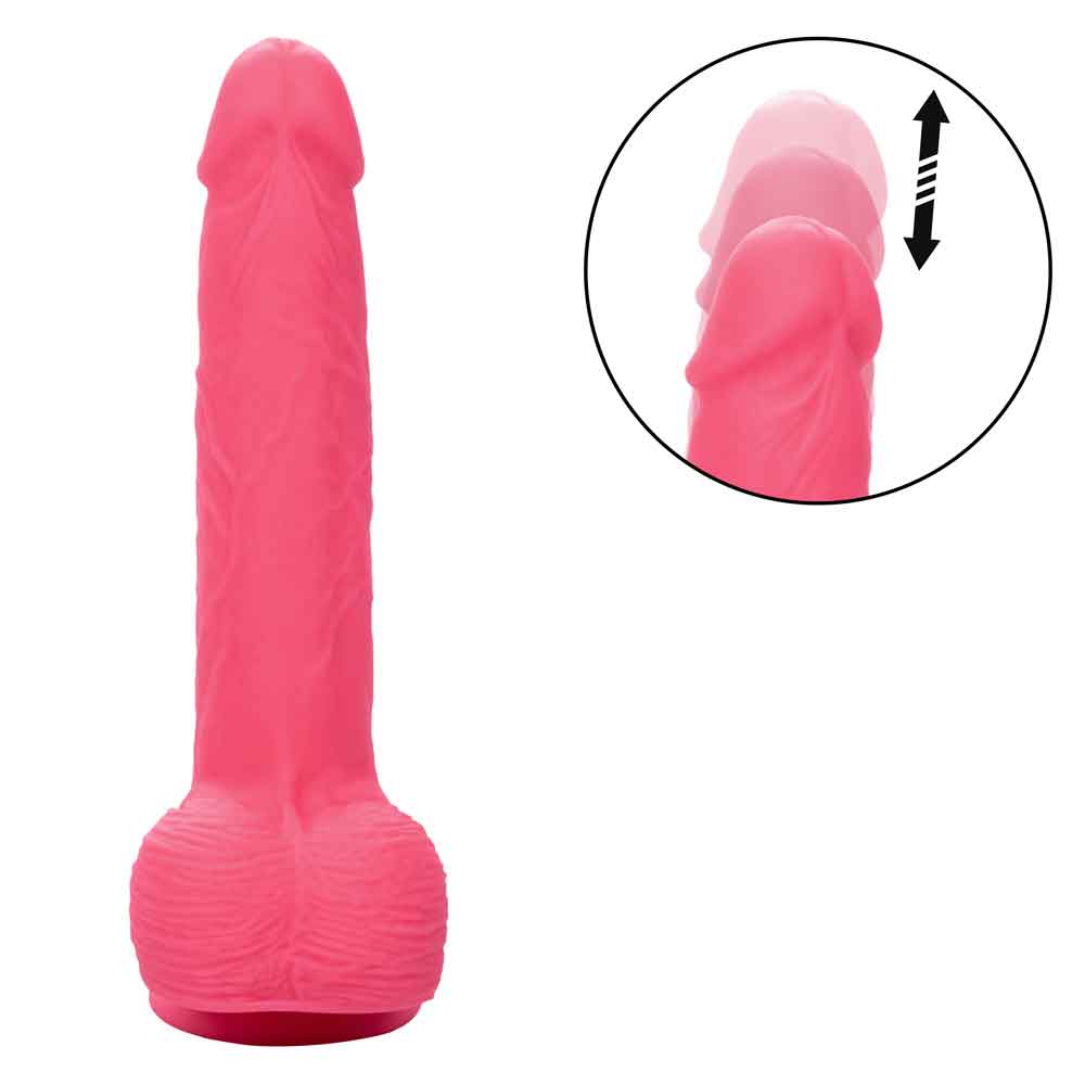 rechargeable rumbling and thrusting silicone studs pink 