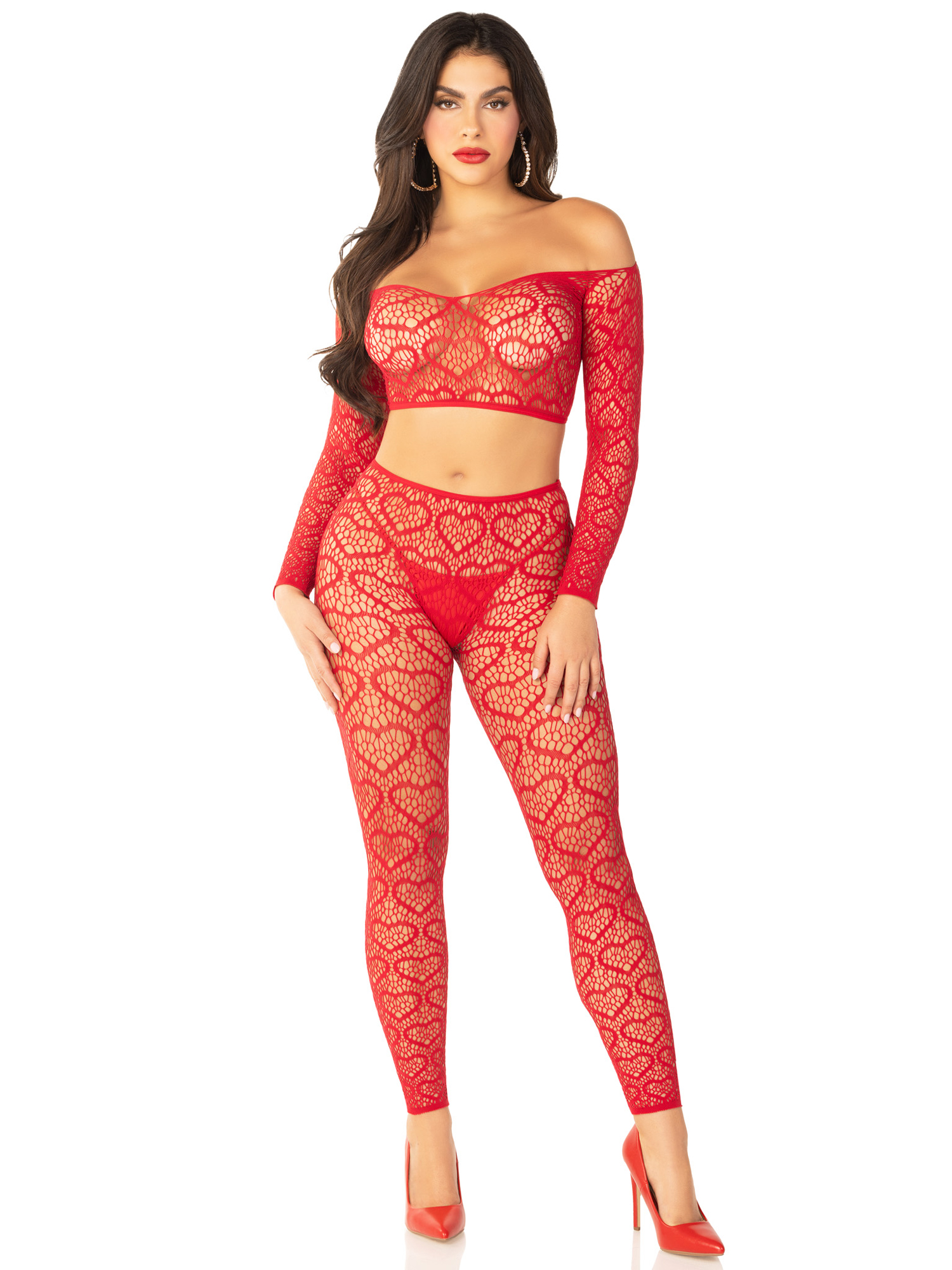 red pc croptop and footless tights os tights os 