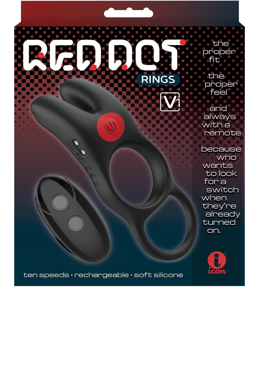 red dot vibrating cock ring v with remote black red 