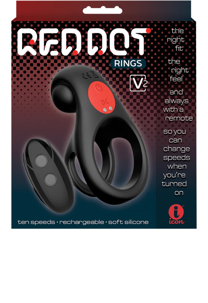 red dot vibrating cock ring v with remote black red 