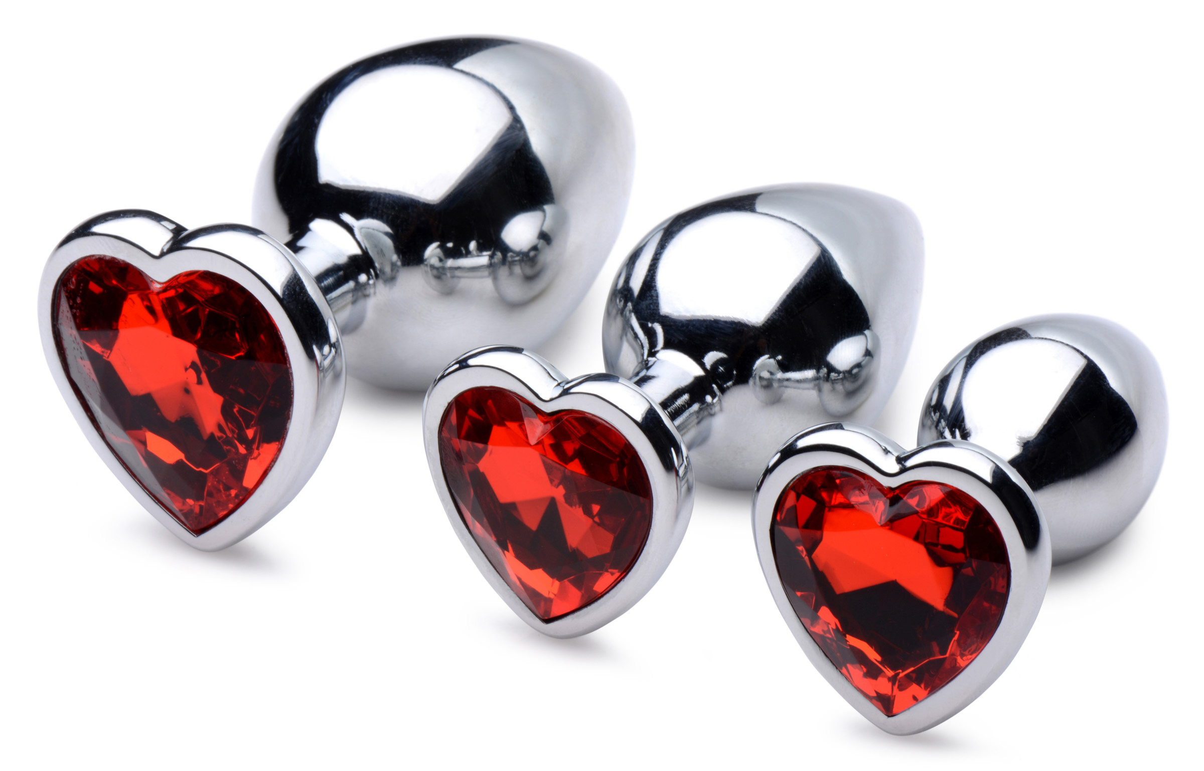 red heart gem anal plug set 