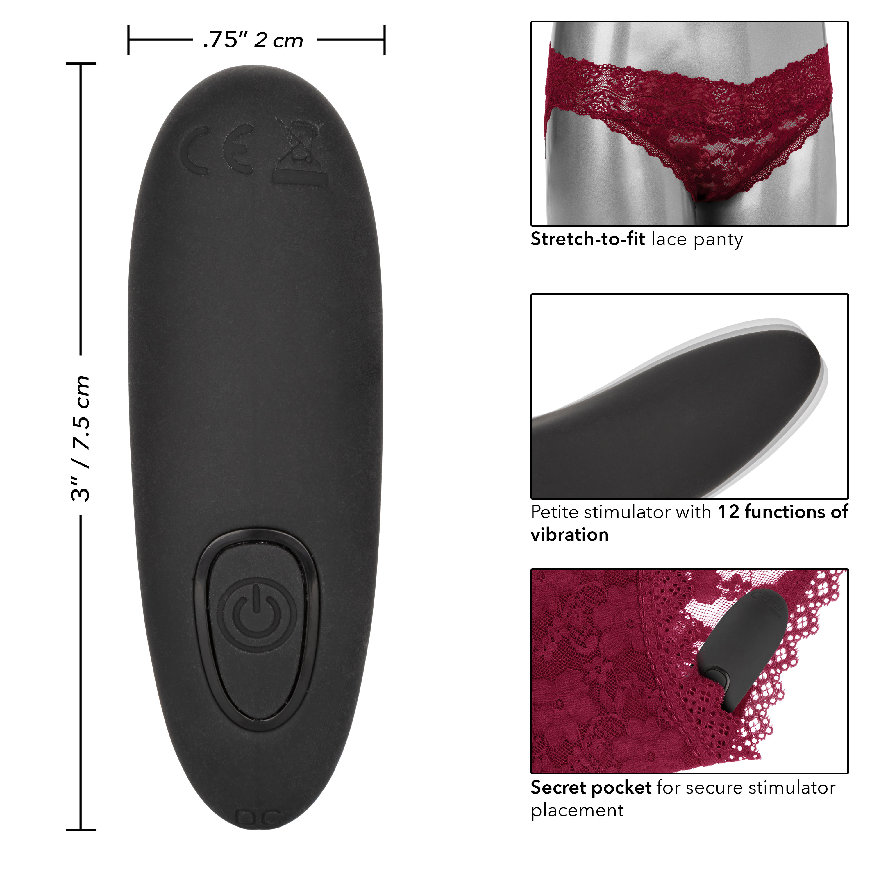 remote control lace panty set s m burgundy 