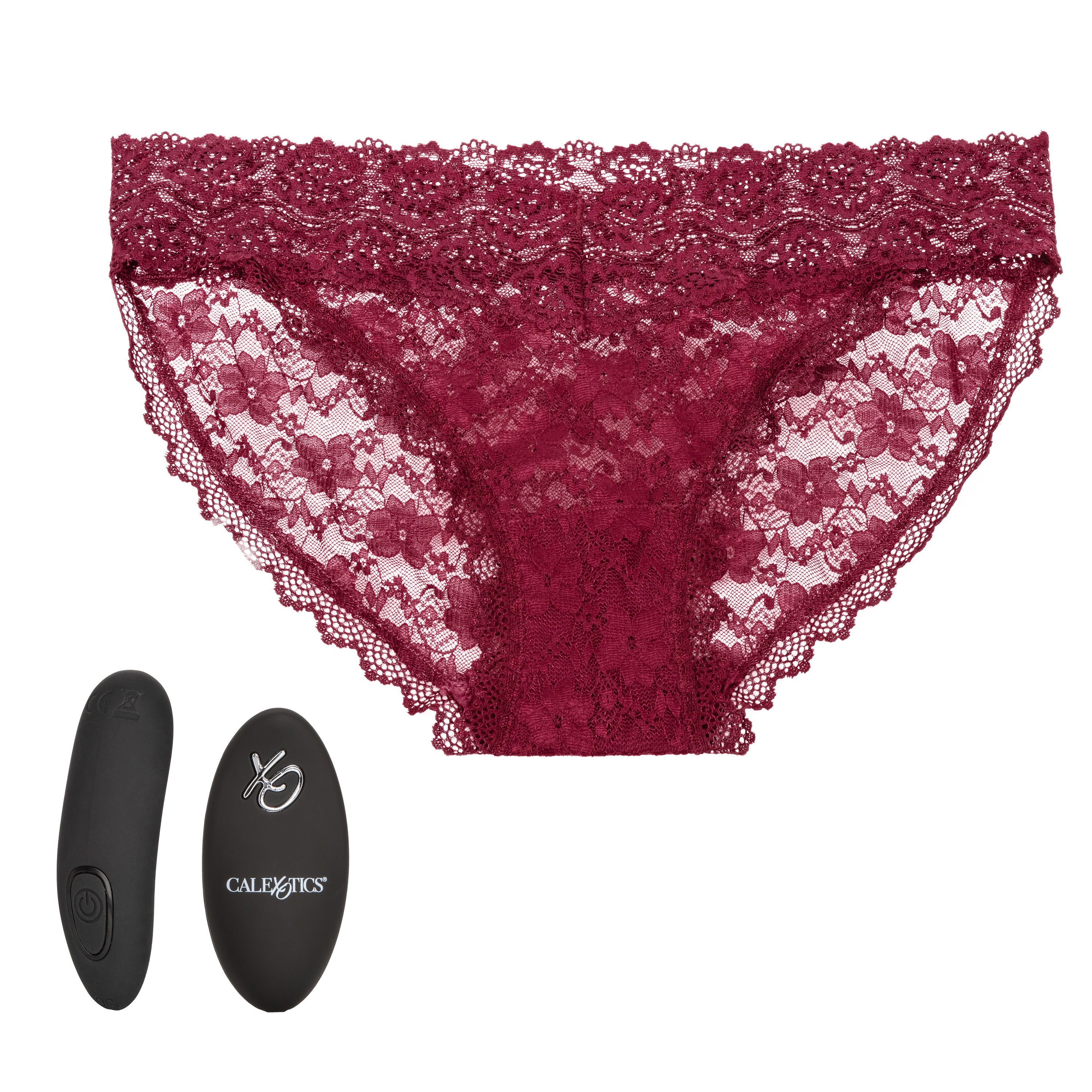 remote control lace panty set s m burgundy 