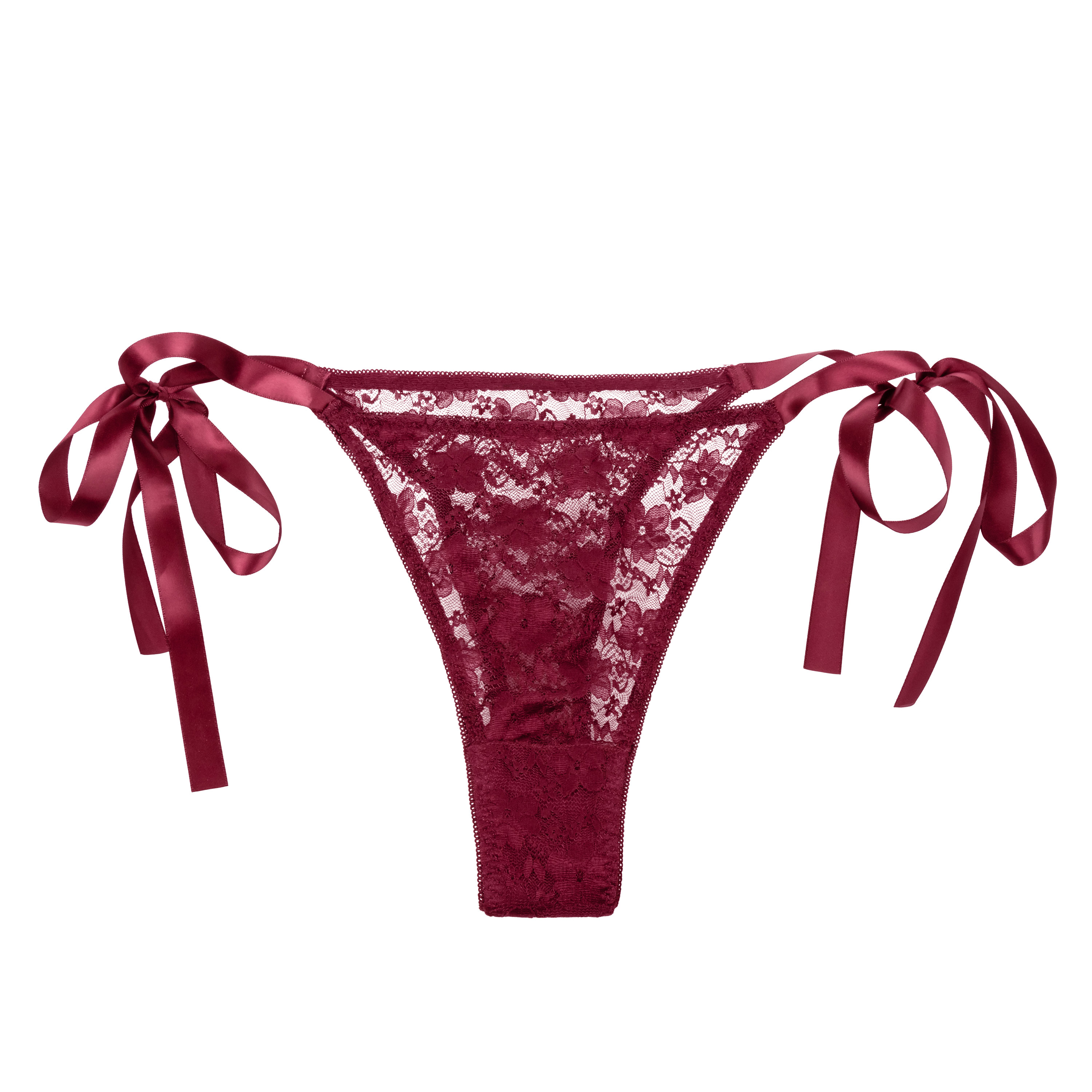 remote control lace thong set burgundy 