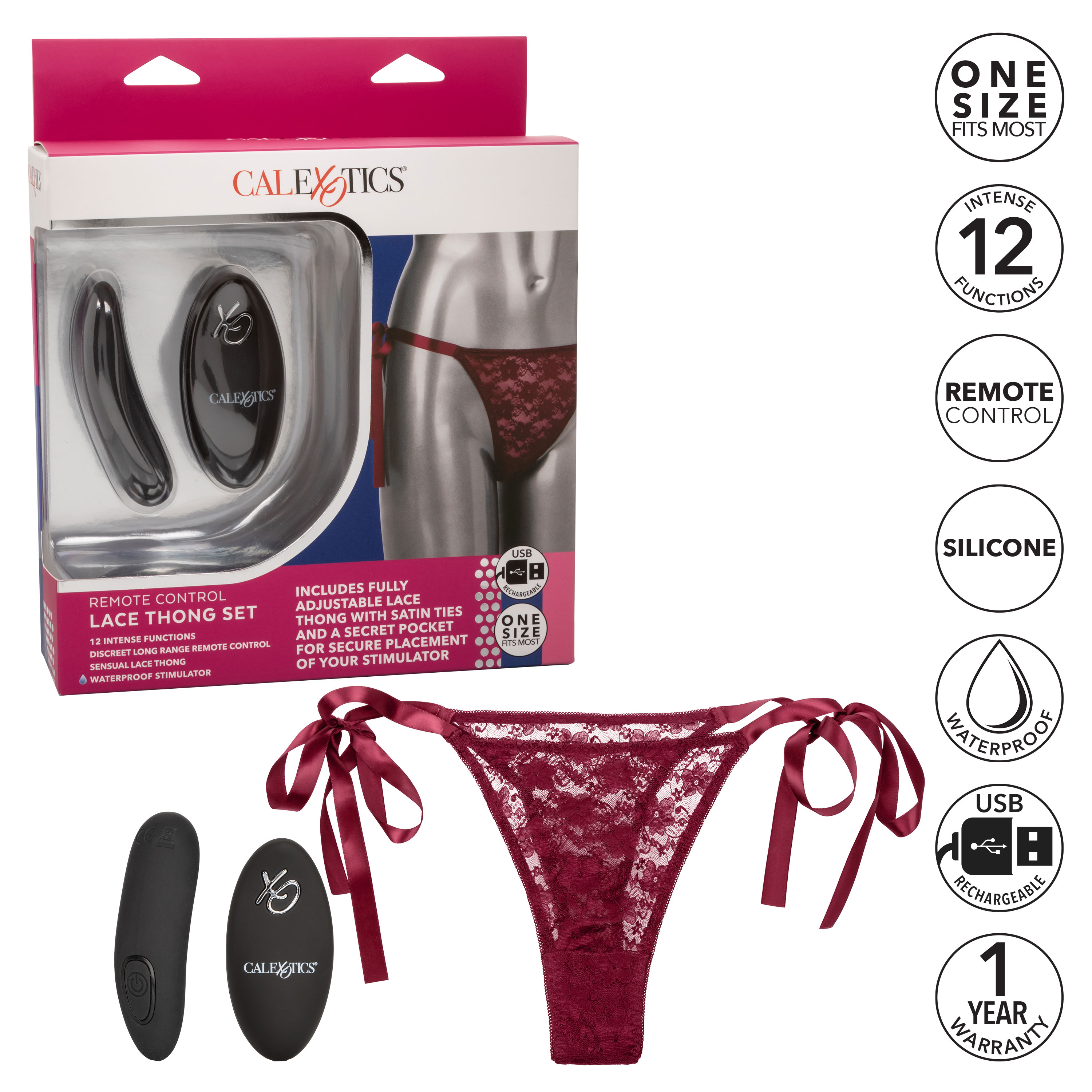 remote control lace thong set burgundy 