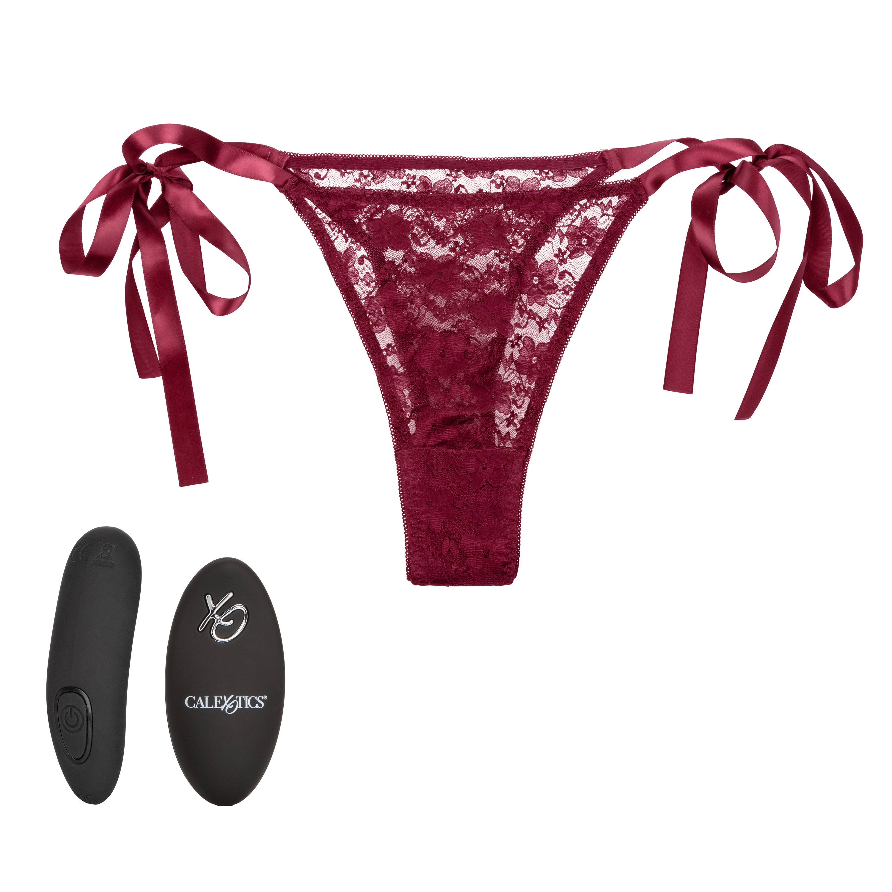 remote control lace thong set burgundy 