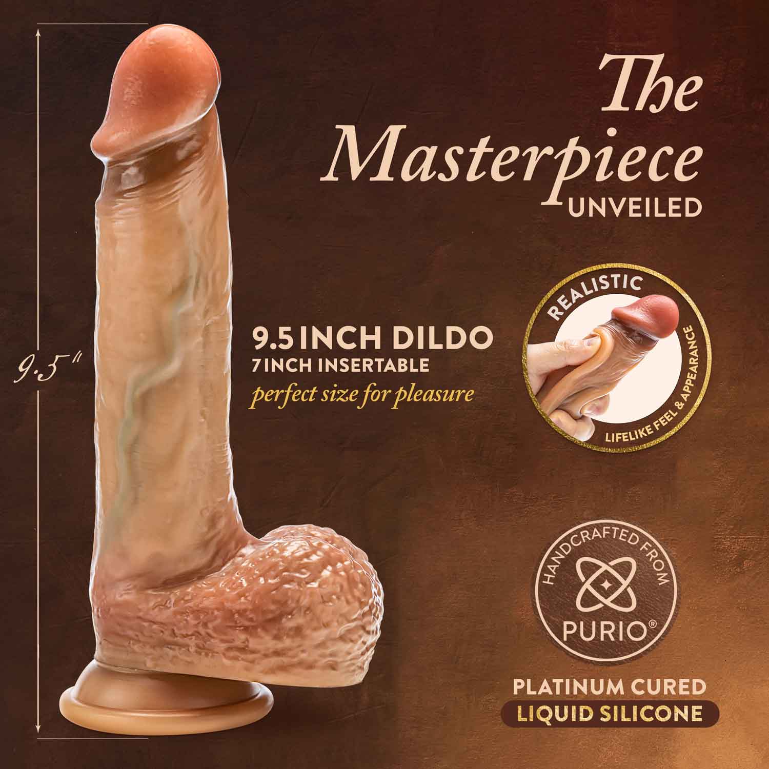 renaissance raphael  inch sliding foreskin dildo with squeezable balls tan 