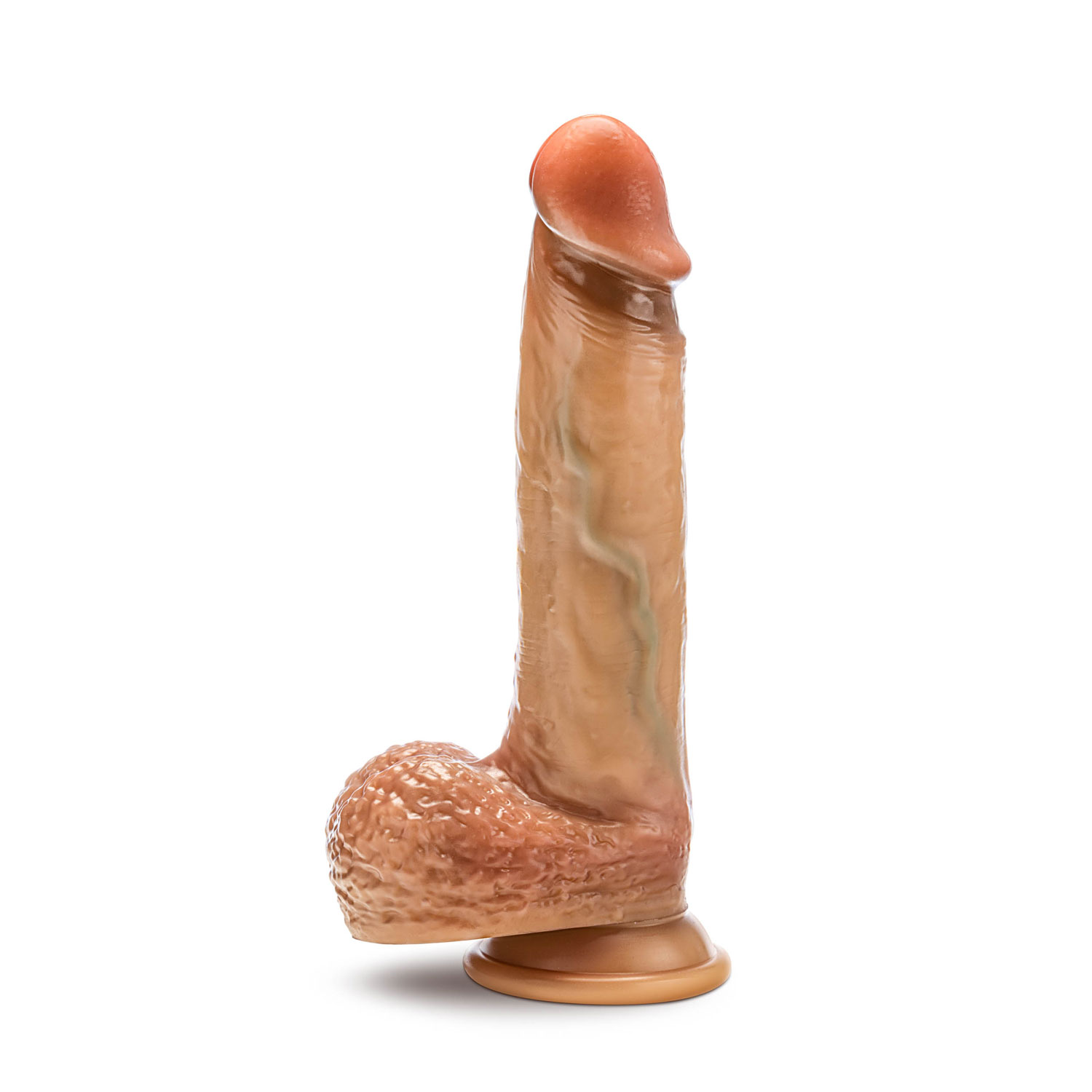 renaissance raphael  inch sliding foreskin dildo with squeezable balls tan 