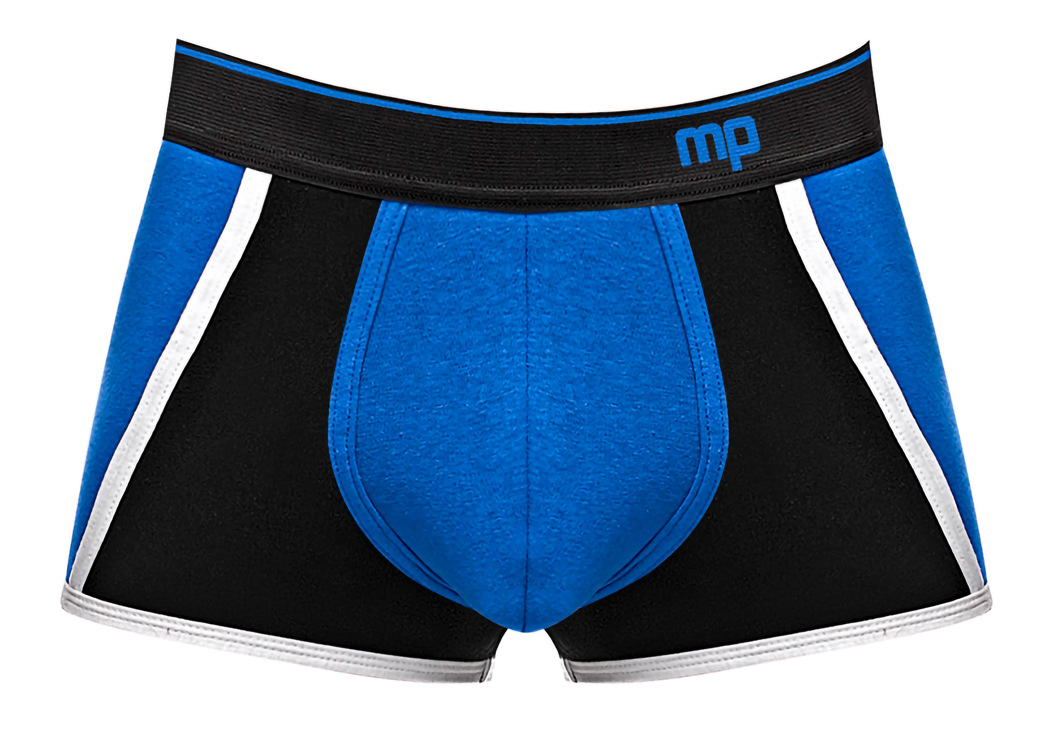 retro sport panel short medium blue black 