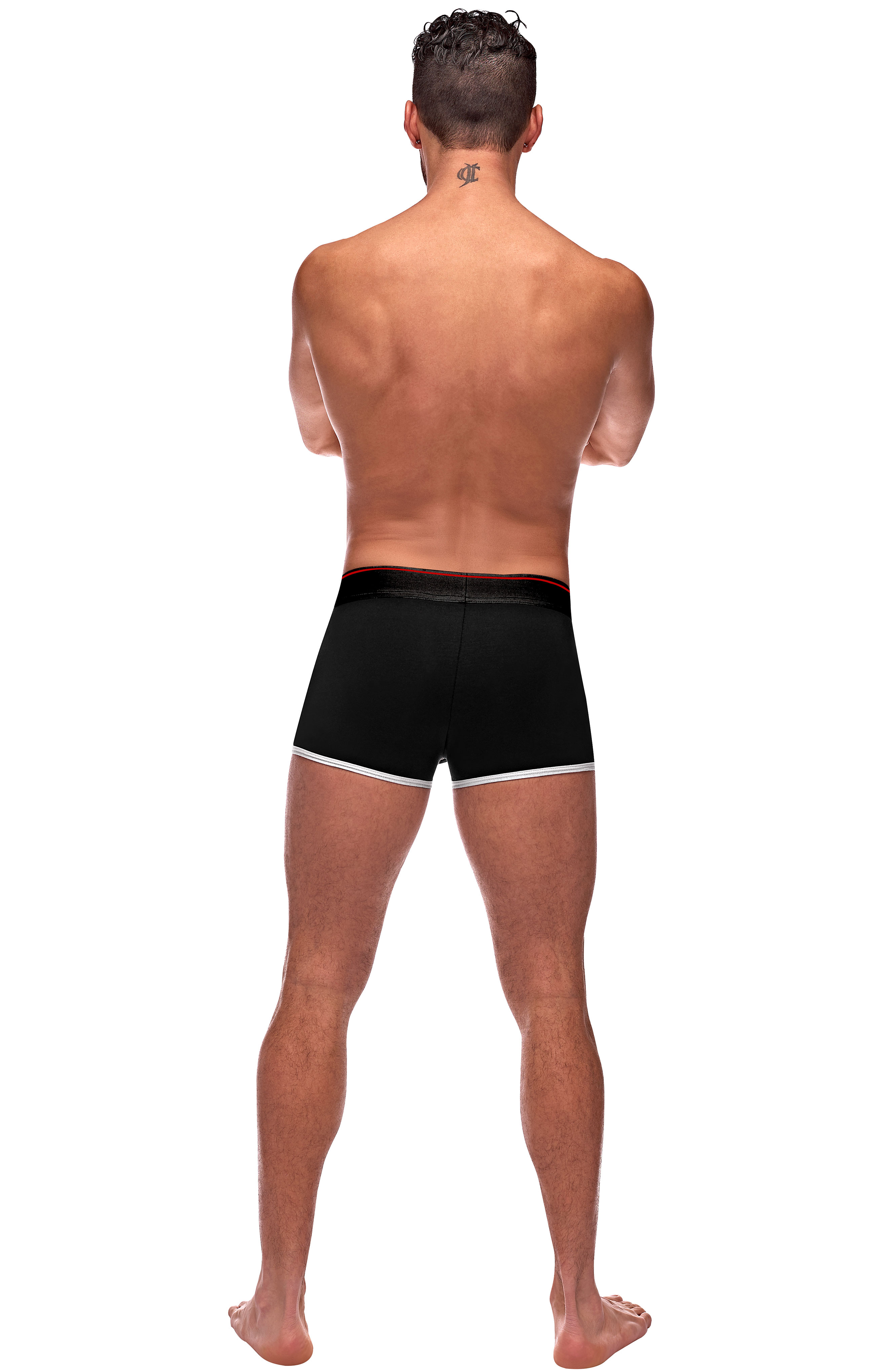 retro sport panel short small black red 