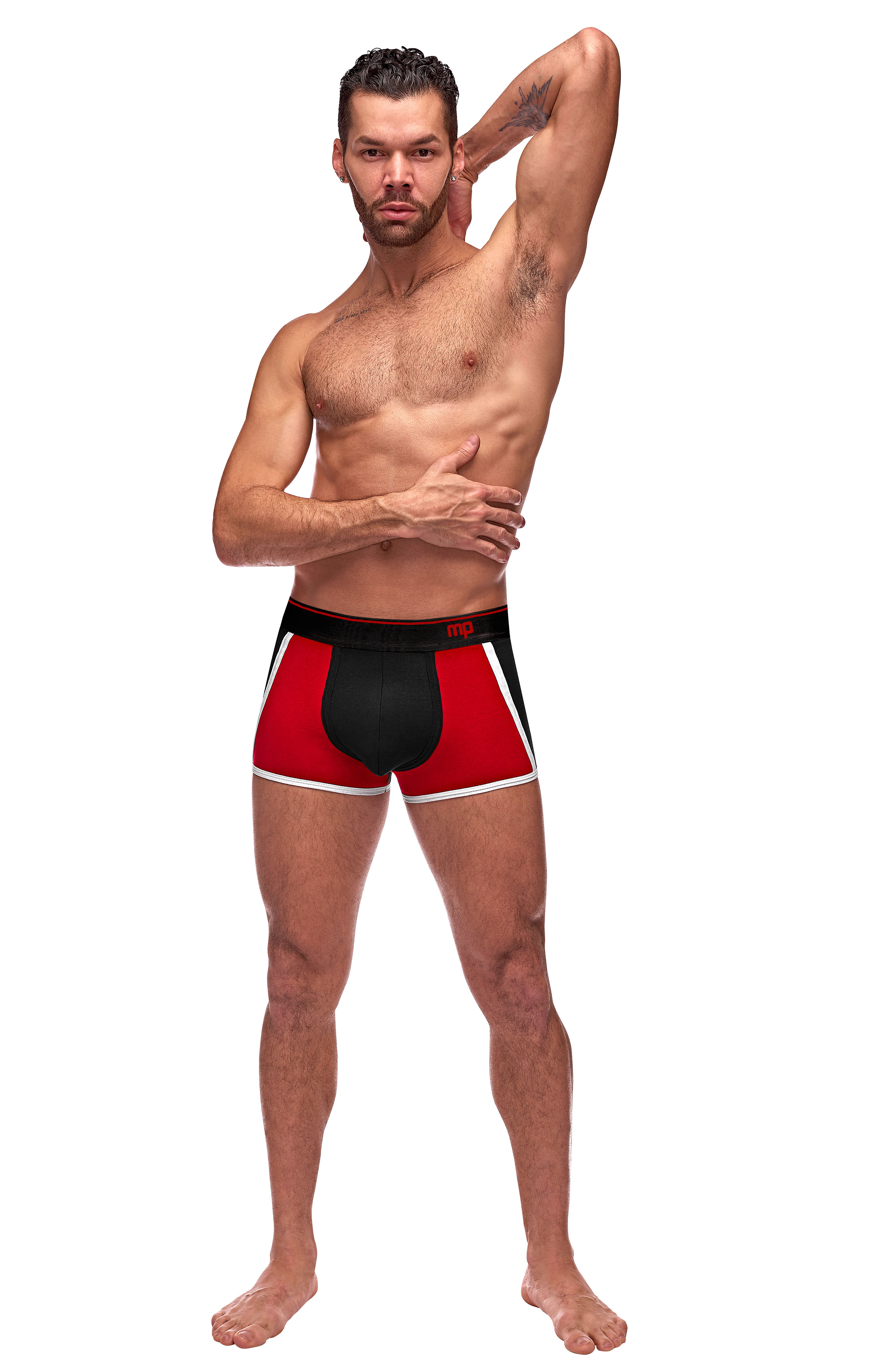 retro sport panel short small black red 