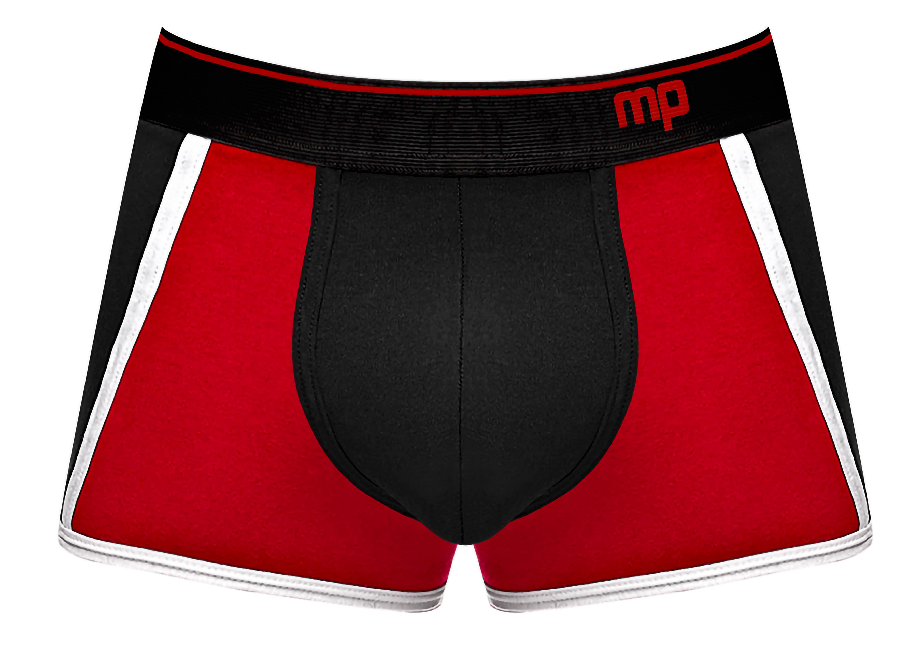 retro sport panel short small black red 