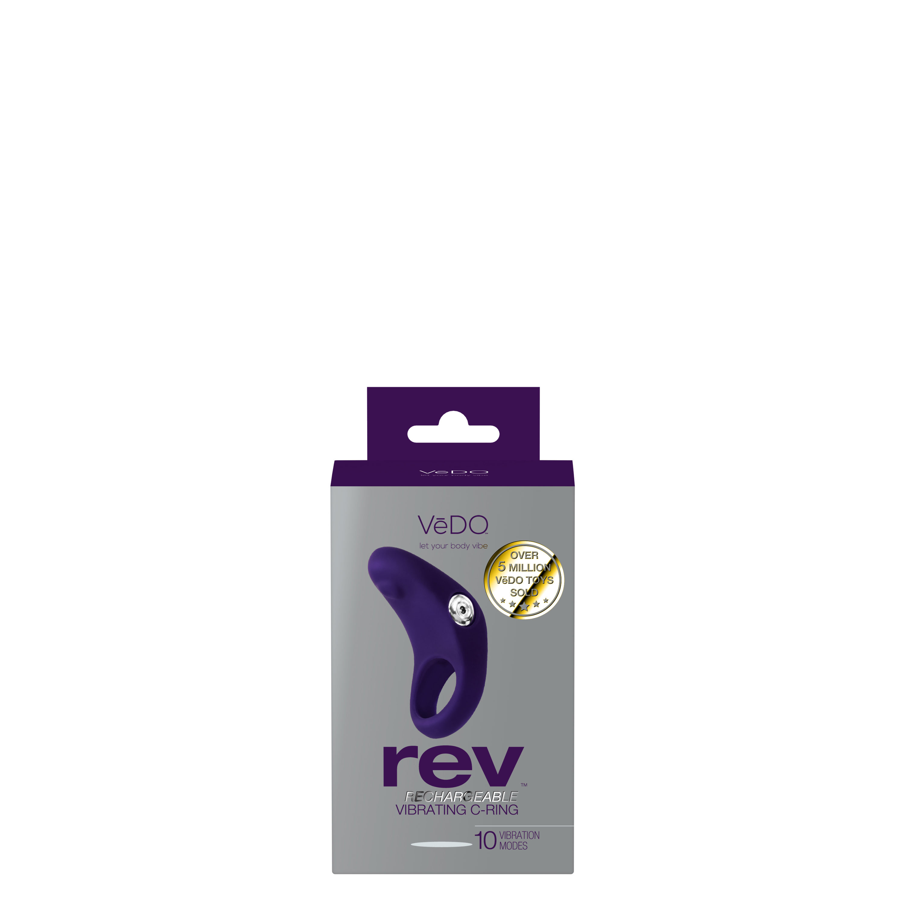 rev rechargeable vibrating c ring purple 