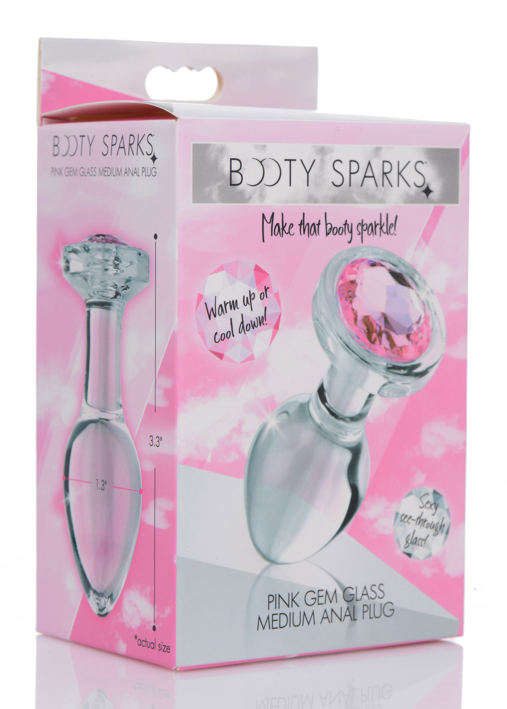 Pink Gem Glass Anal Plug Medium