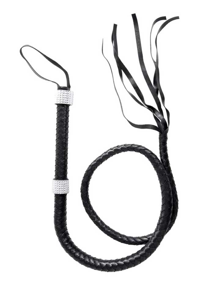 rhinestone handle whip black 