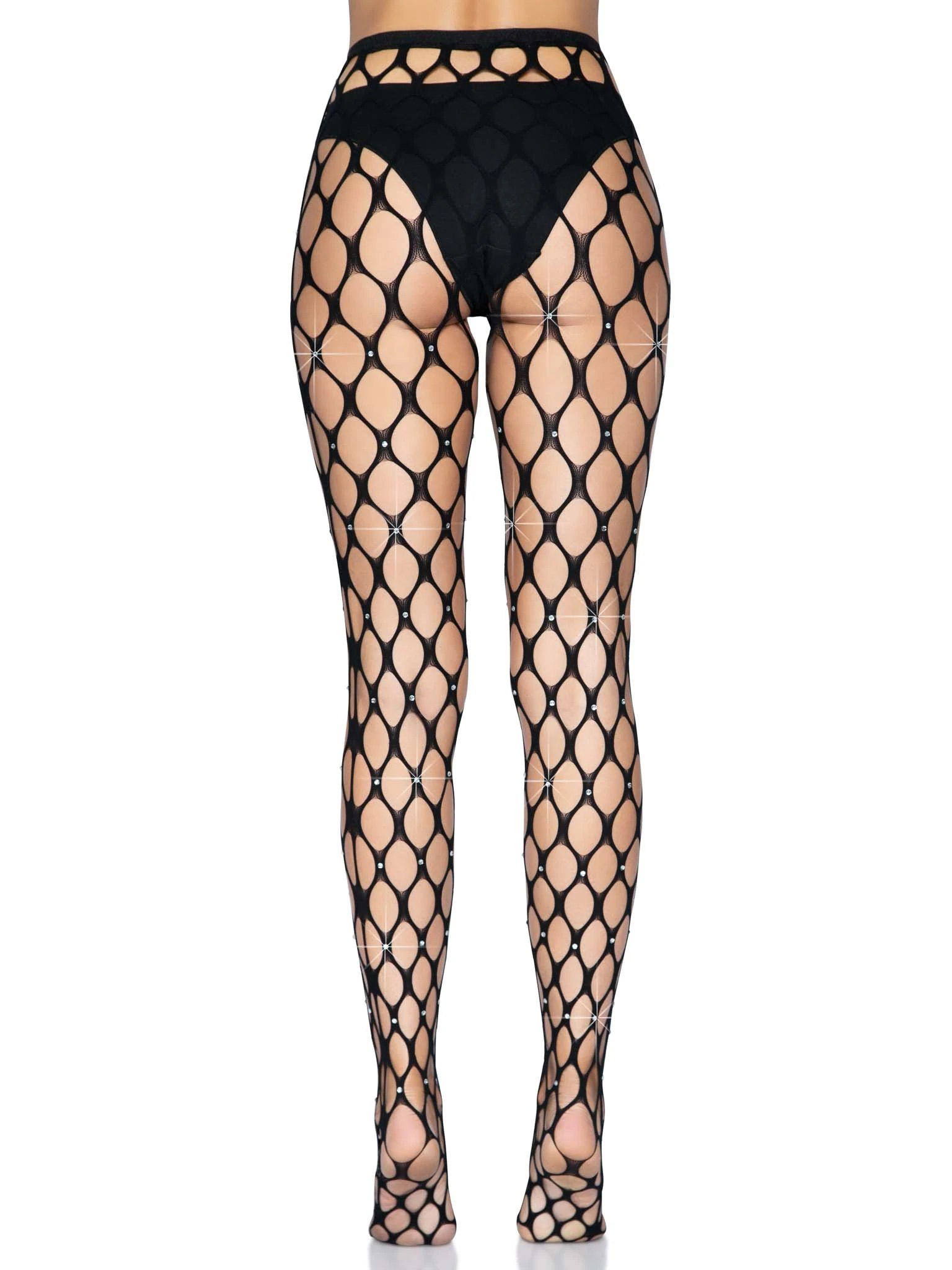 rhinestone pothole net tights one size black 