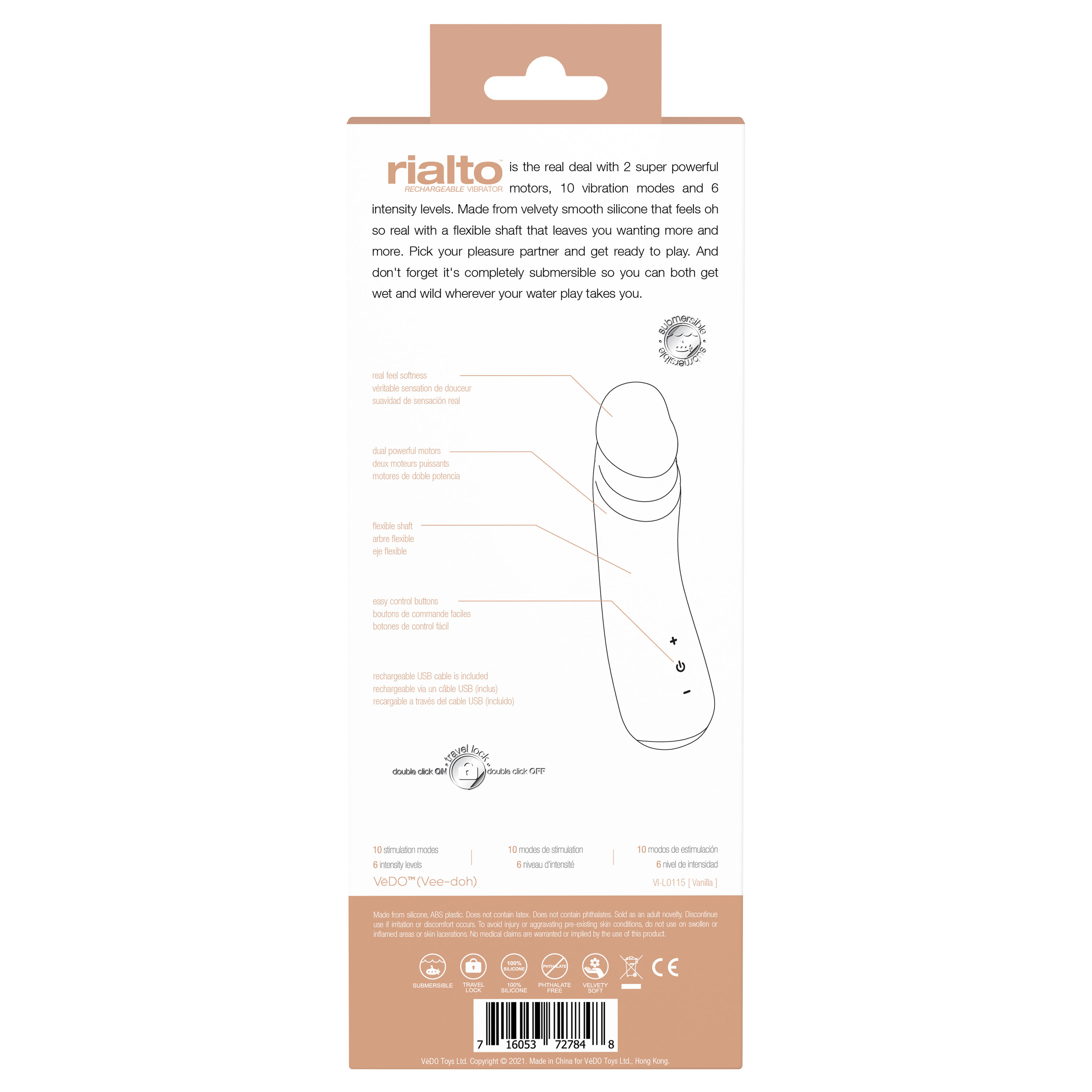 rialto rechargeable vibrator vanilla 