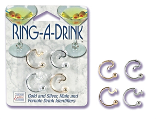 ring a drink gold and silver male and female drink identifiers 