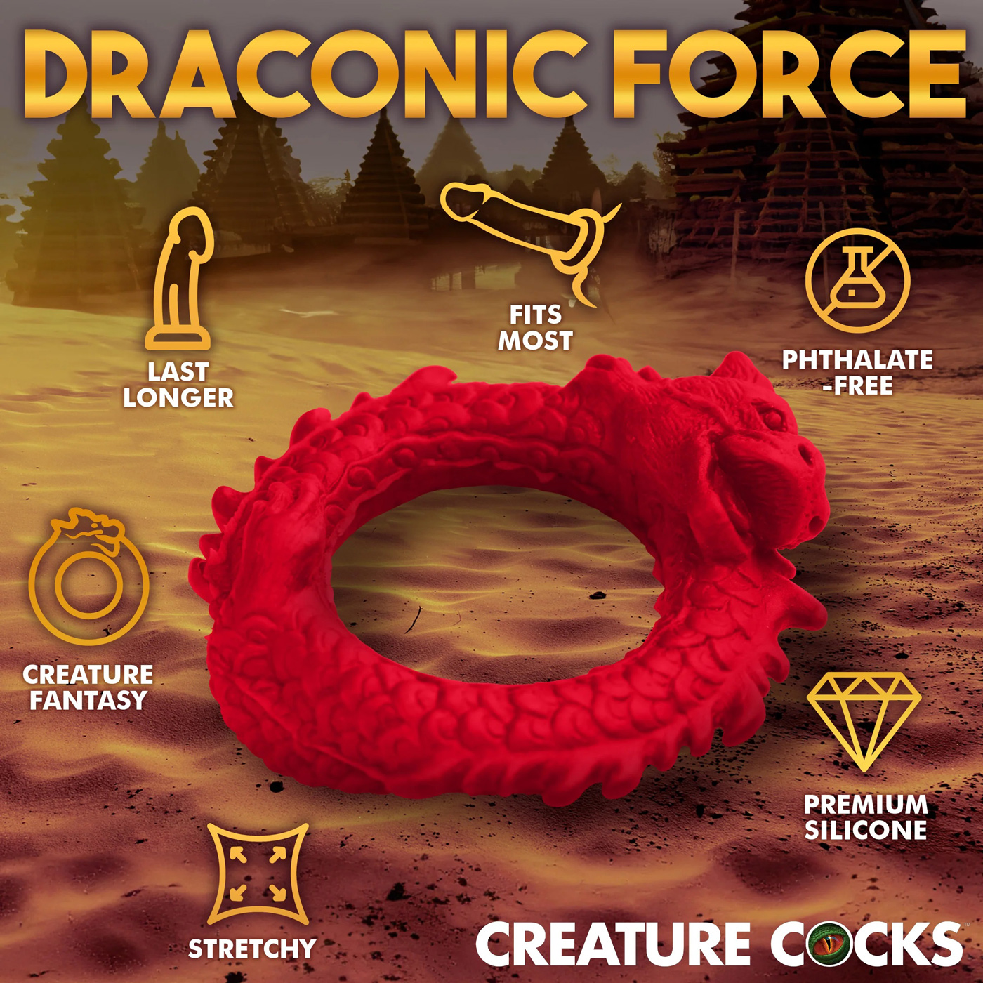 rise of the dragon silicone cock ring red 