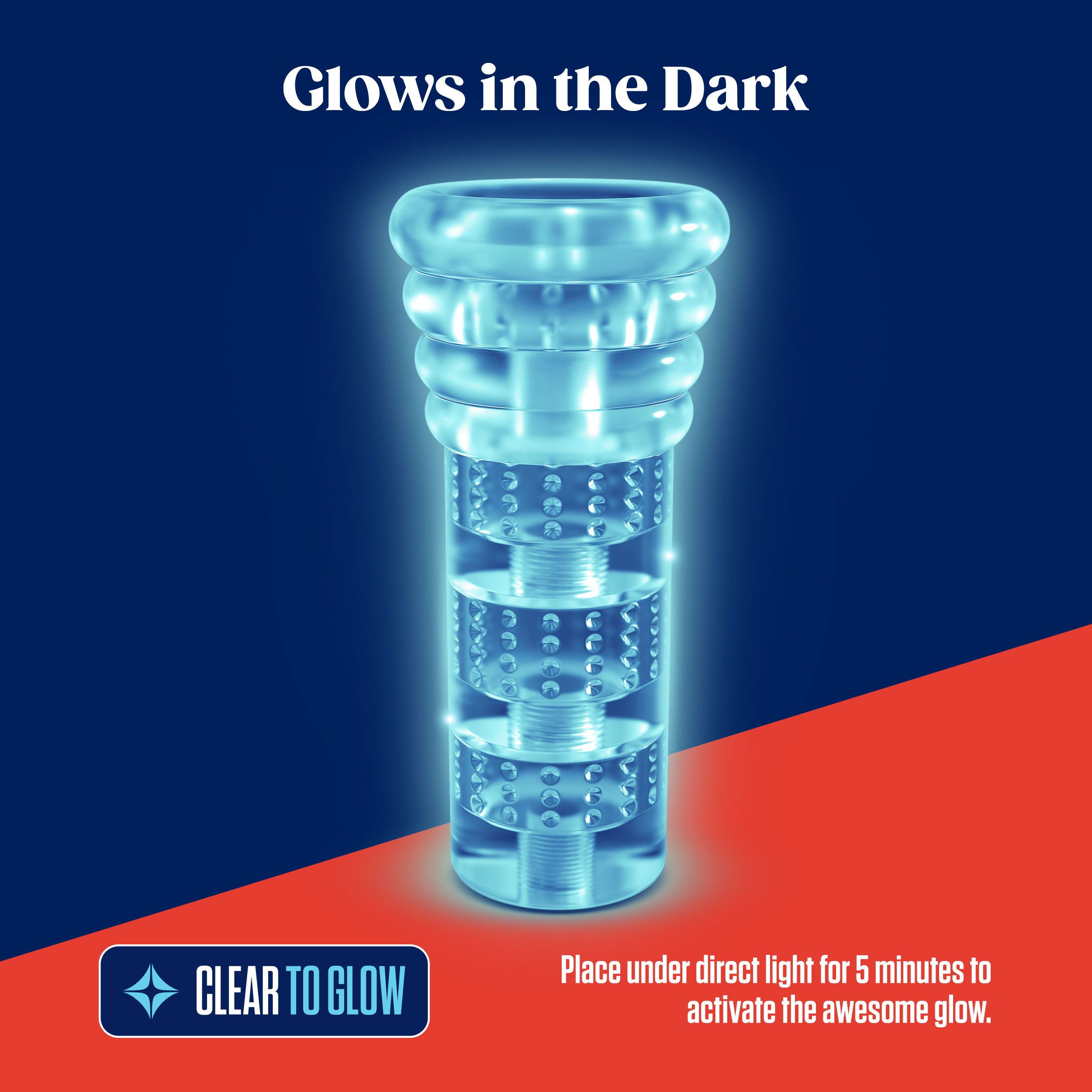 rize luz glow in the dark self  lubricating  stroker clear 