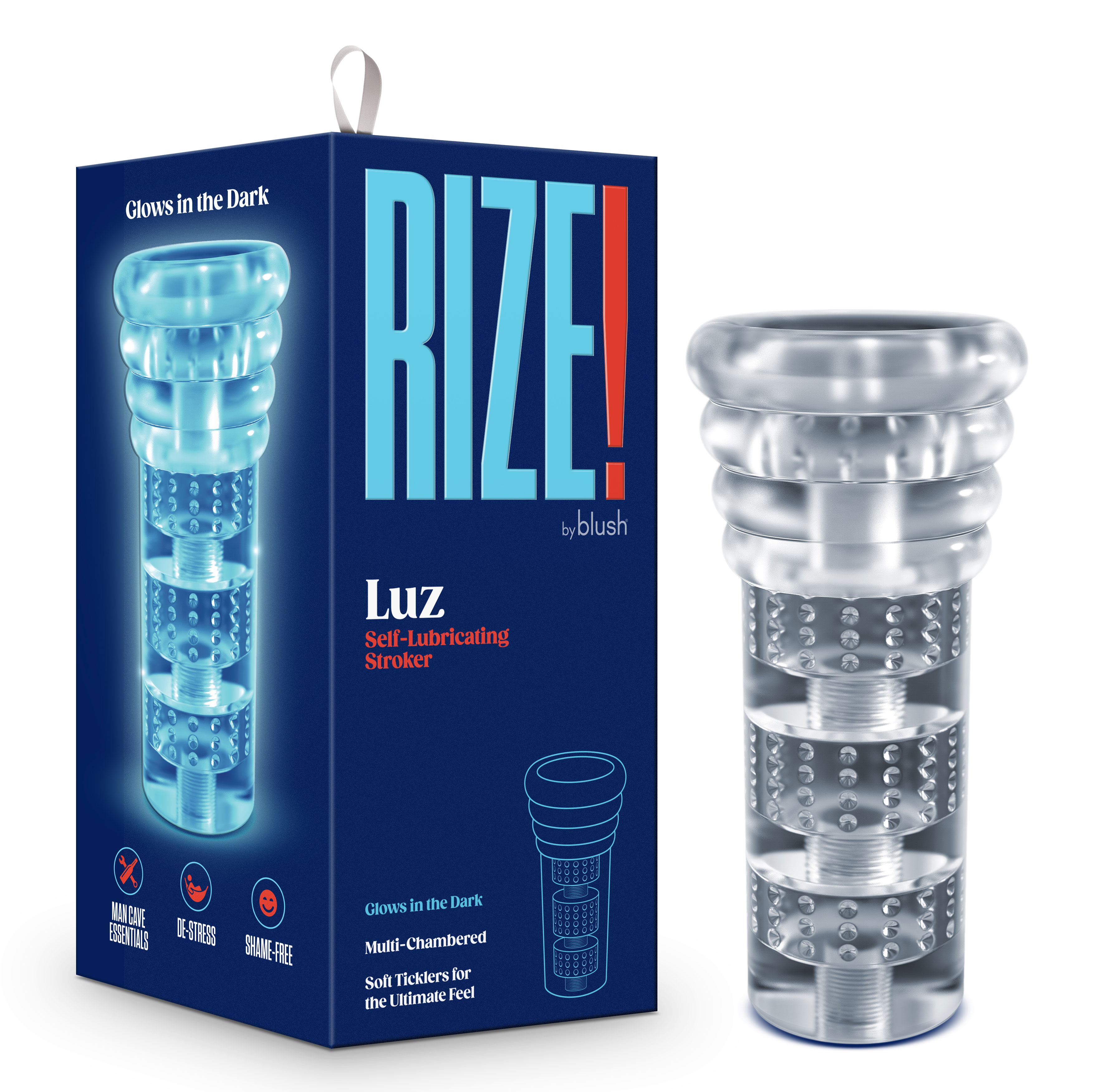 rize luz glow in the dark self  lubricating  stroker clear 