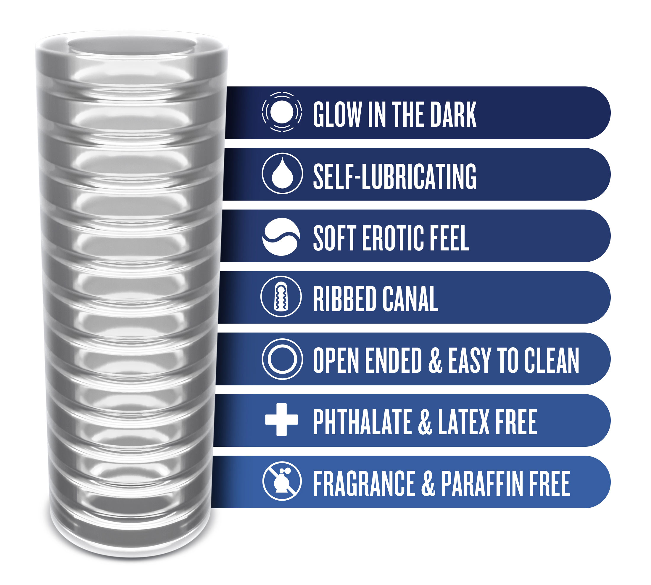 rize ribz glow in the dark self lubricating  stroker clear 