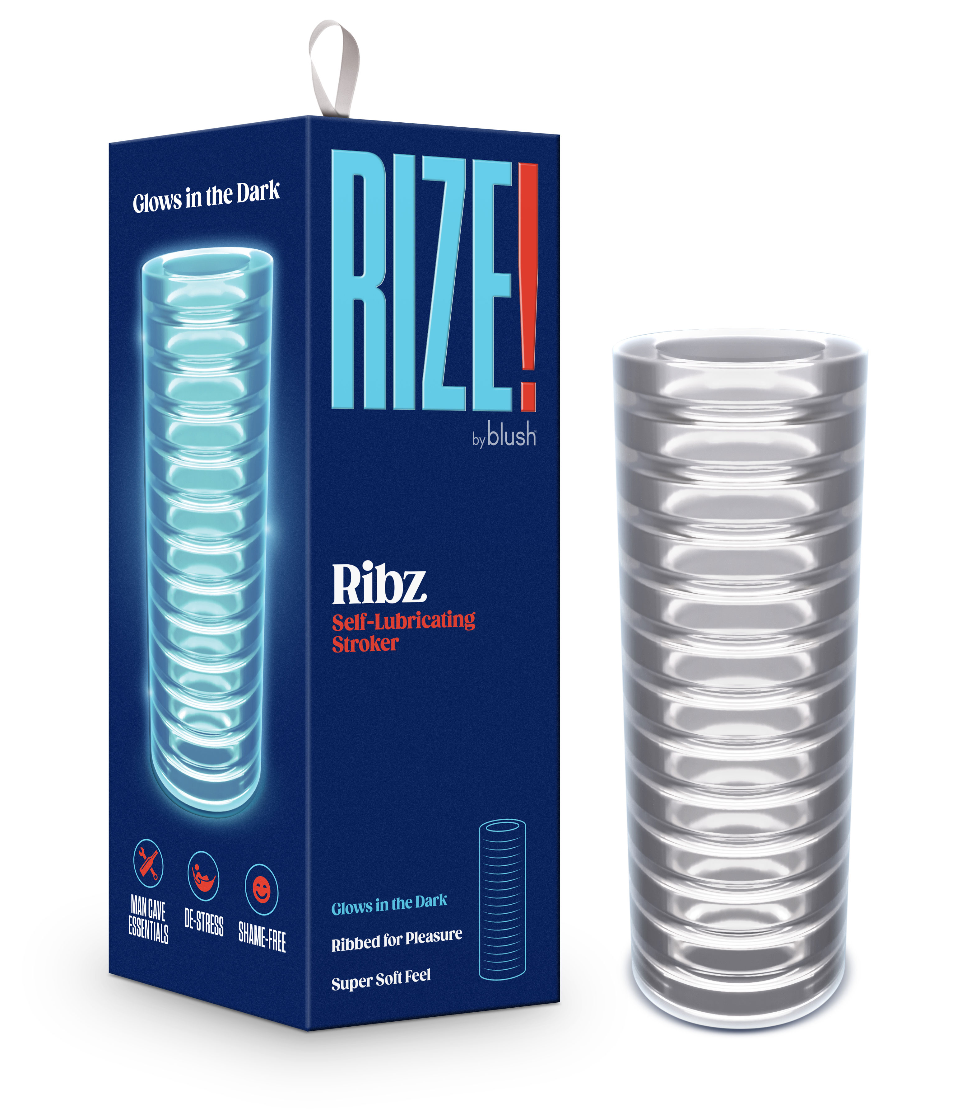 rize ribz glow in the dark self lubricating  stroker clear 