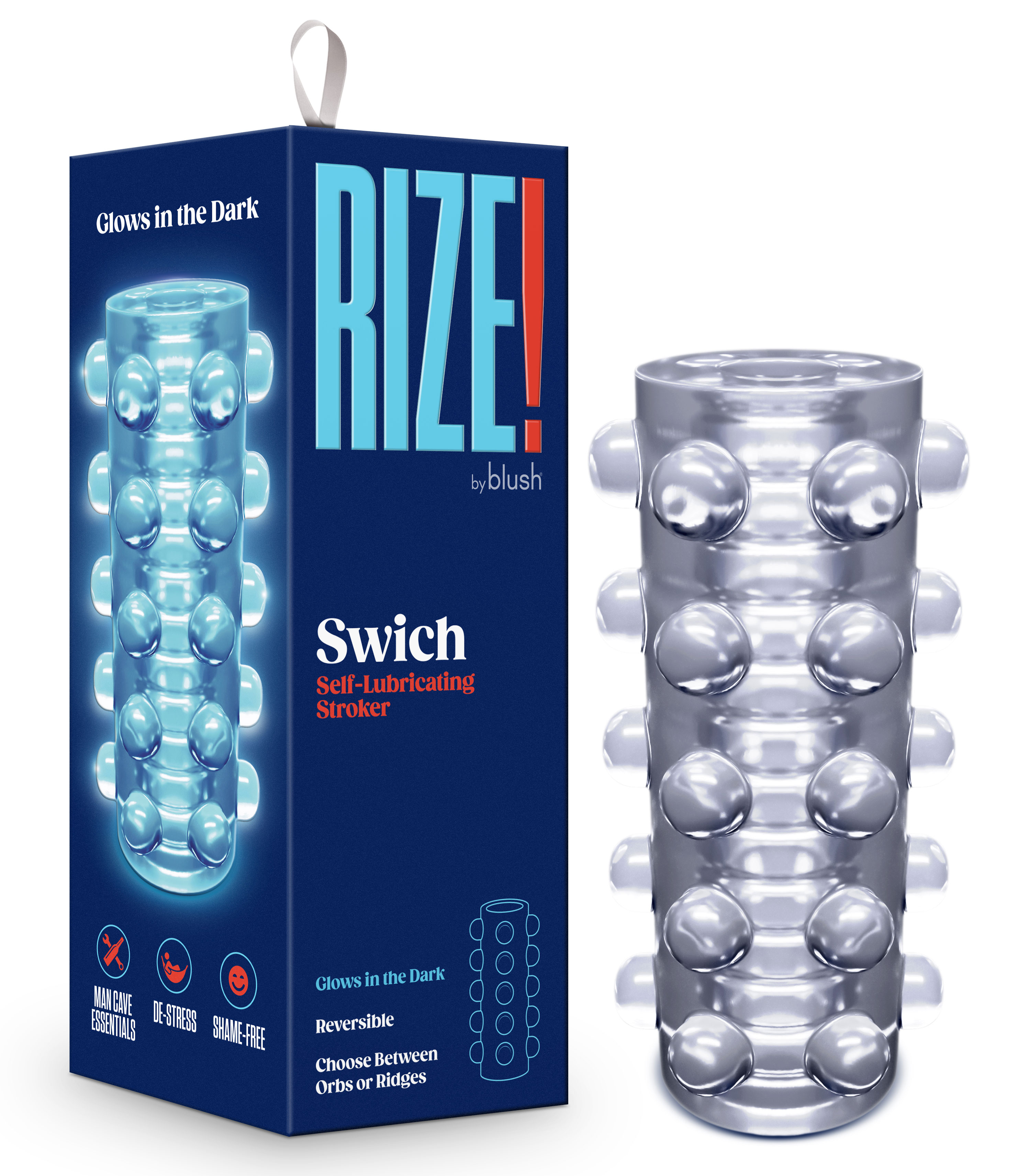 rize swich glow in the dark self  lubricating  stroker  clear 