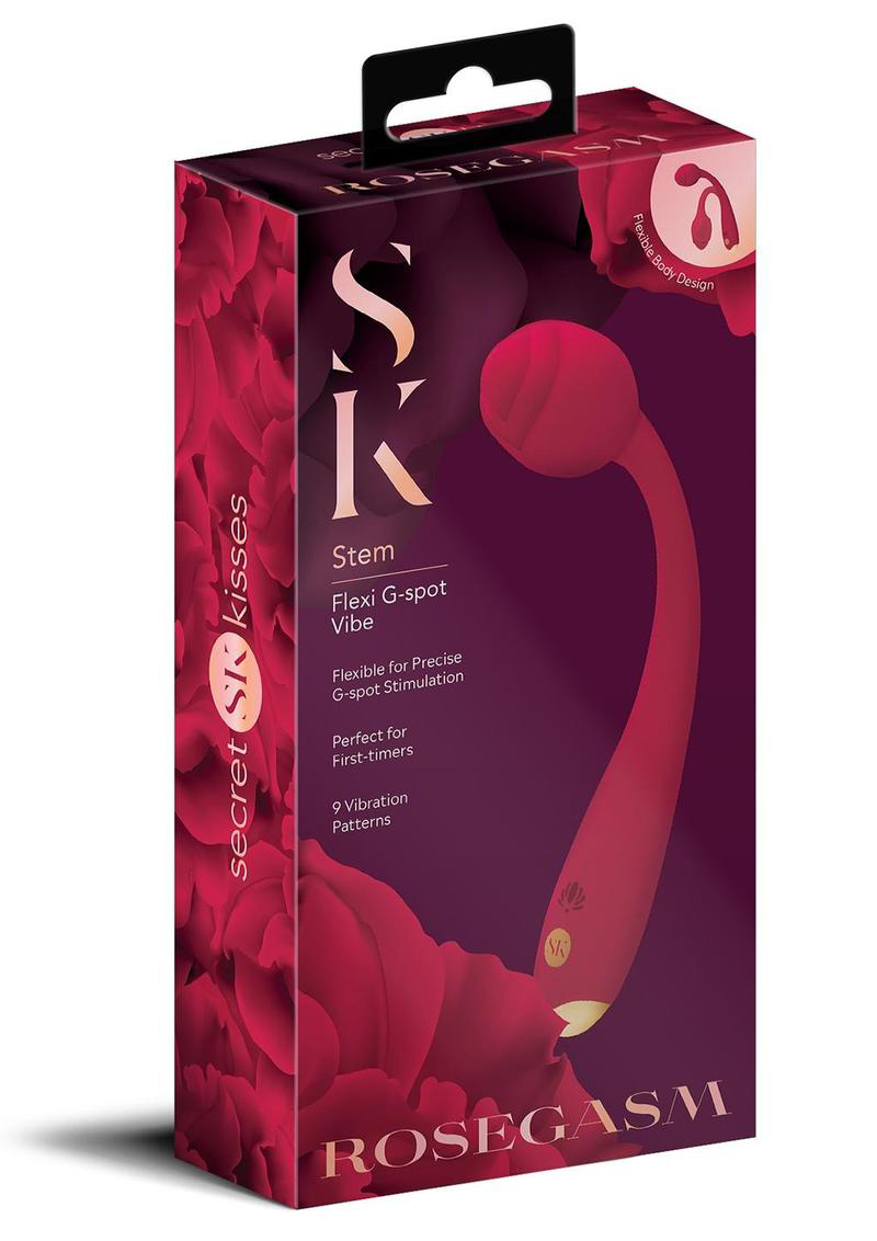 rosegasm long stem flexi g spot vibe rose red 