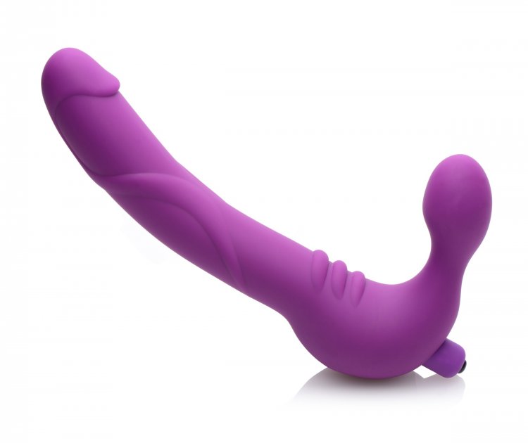 royal revolver vibrating strapless strap on dildo purple 