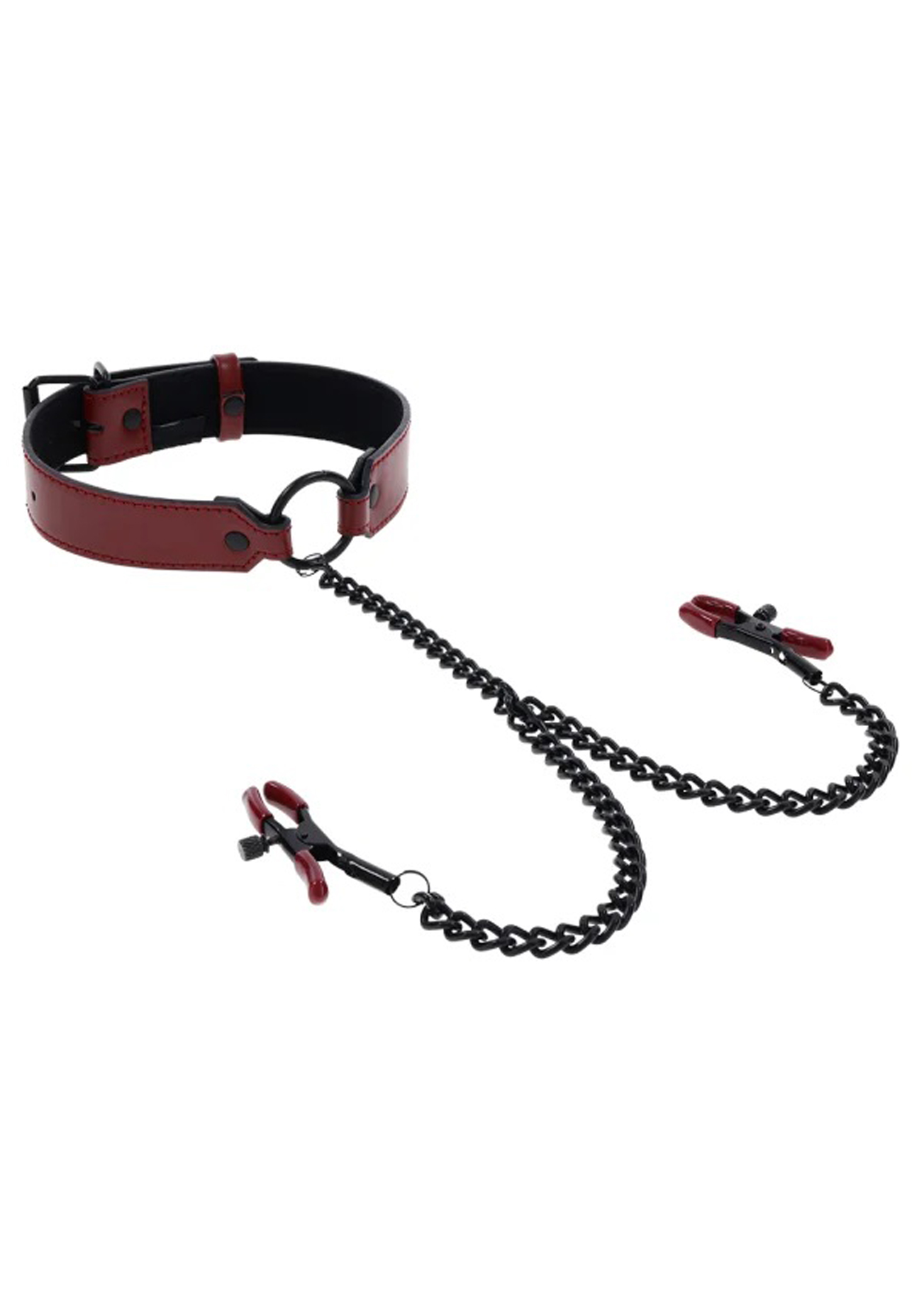 saffron collar with nipple clamps blackred 