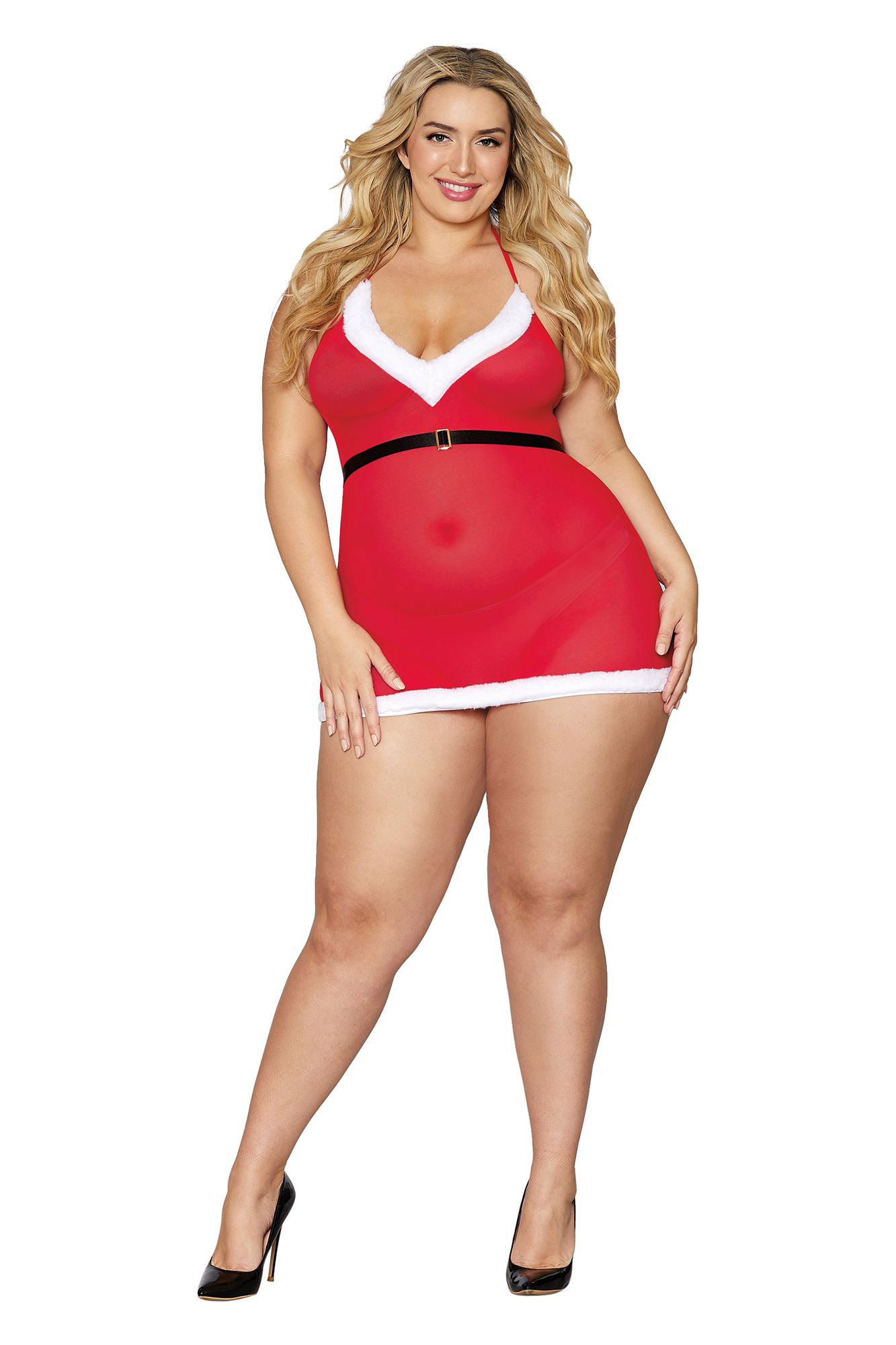 santa baby chemise queen size lipstick red 