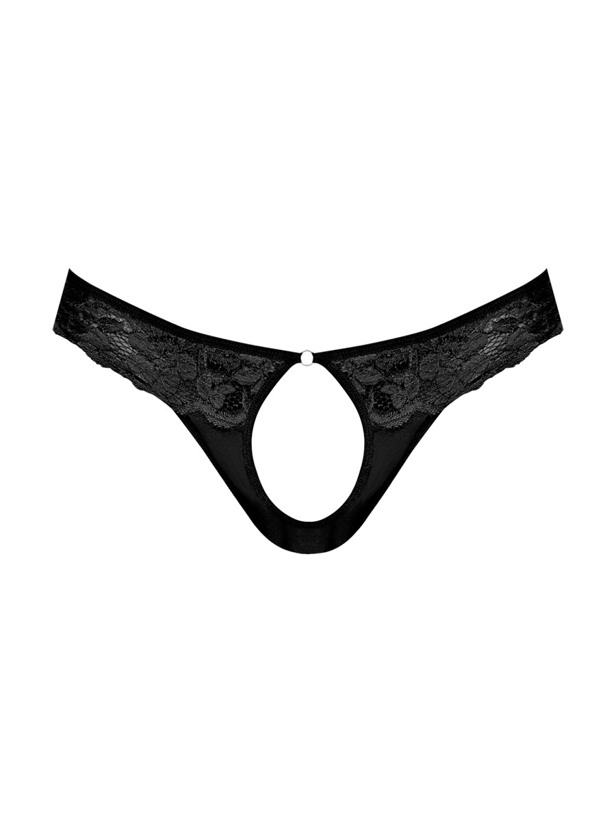 sassy lace open ring thong largex large black 