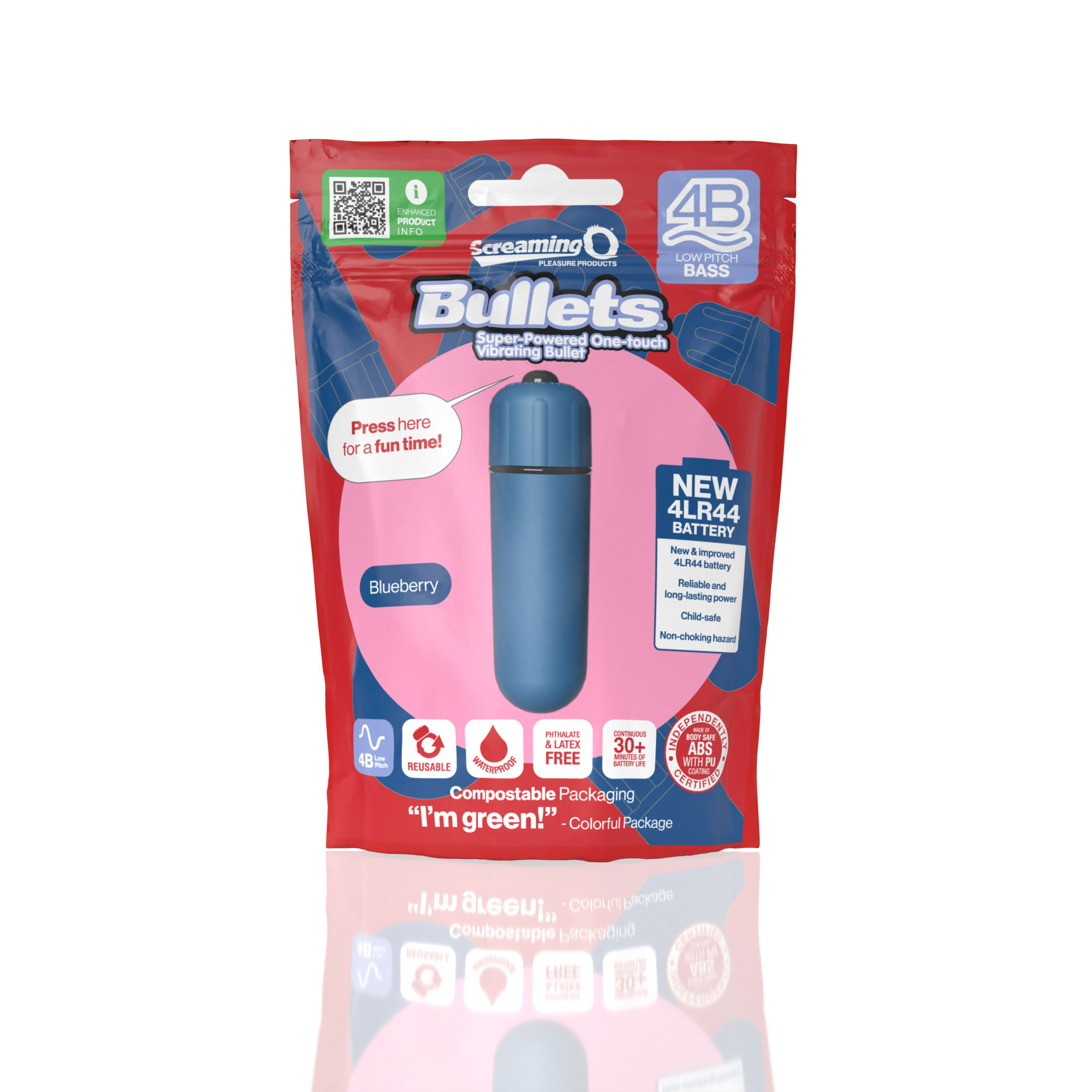 screaming o b bullet super powered one touch  vibrating bullet blueberry 