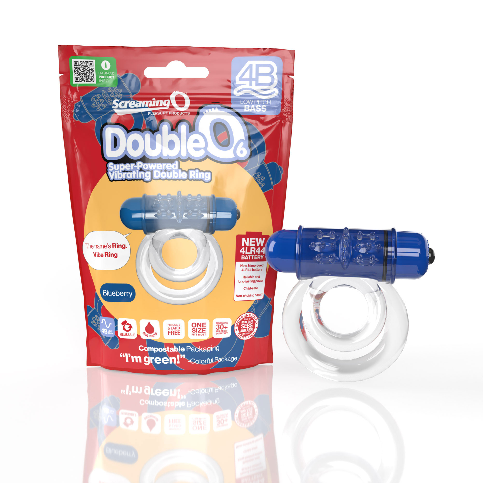 screaming o b double o super powered vibrating  double ring blueberry 