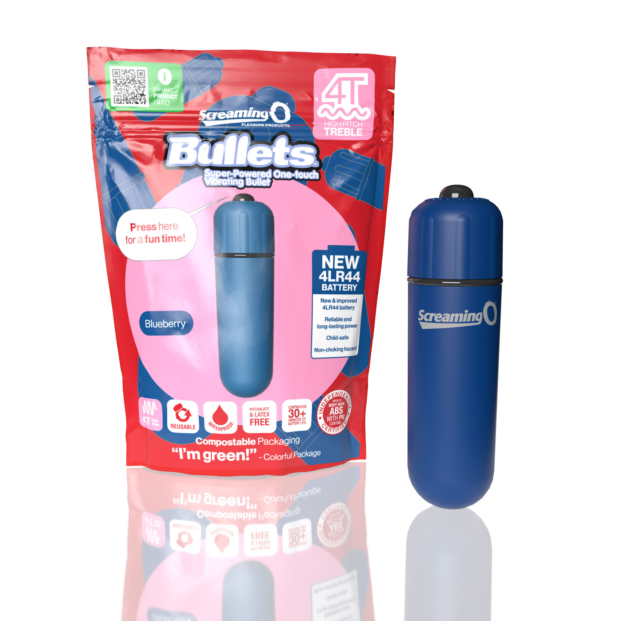 screaming o t bullet super powered one touch  vibrating bullet blueberry 