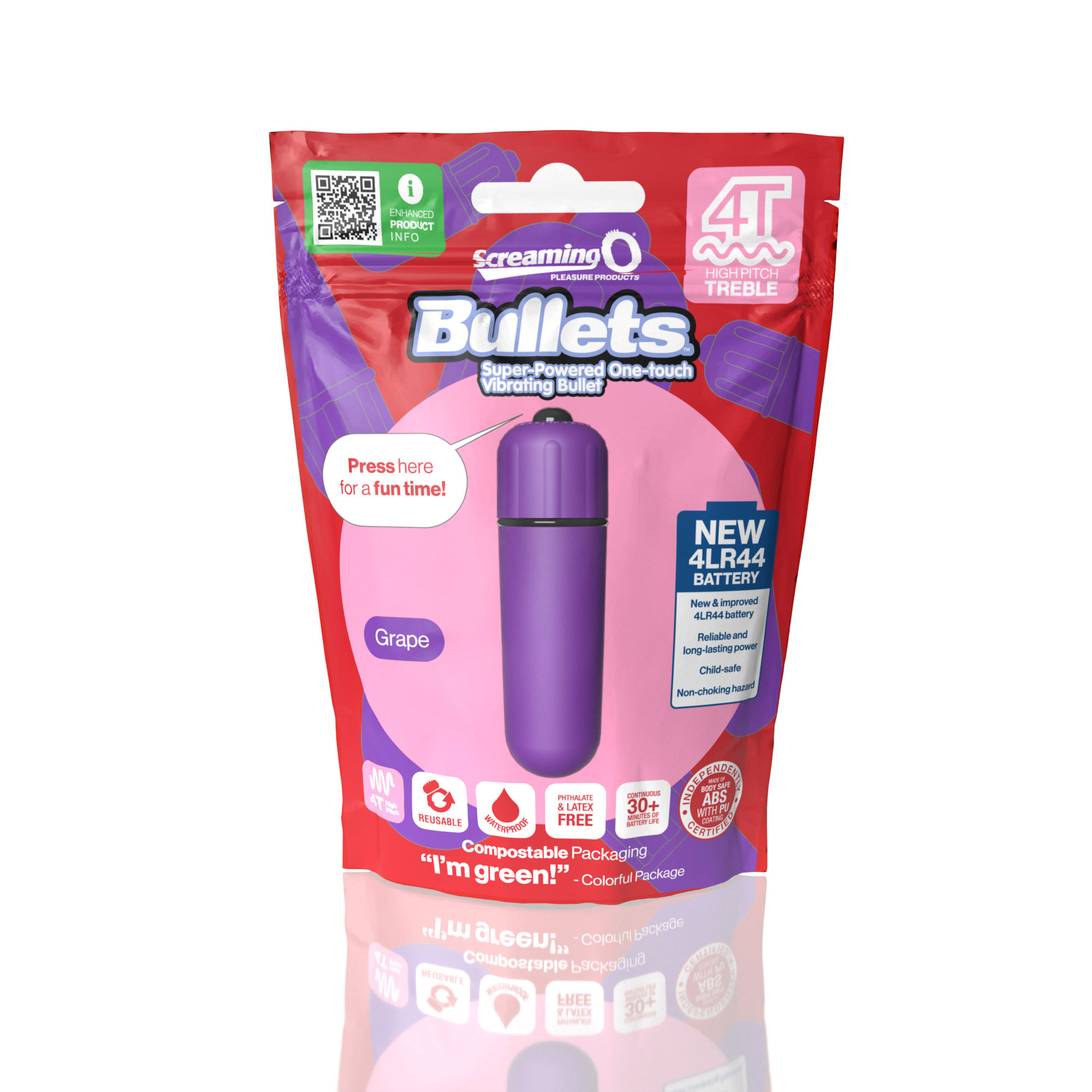 screaming o t bullet super powered one touch  vibrating bullet grape 