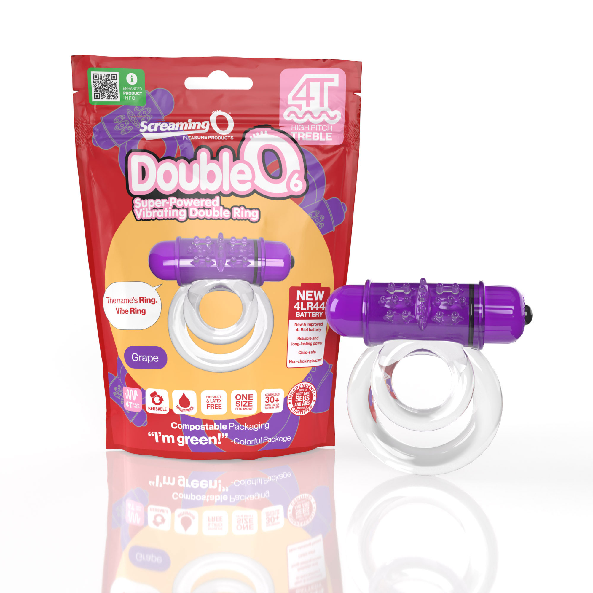 screaming o t double o  super powered   vibrating double ring grape 