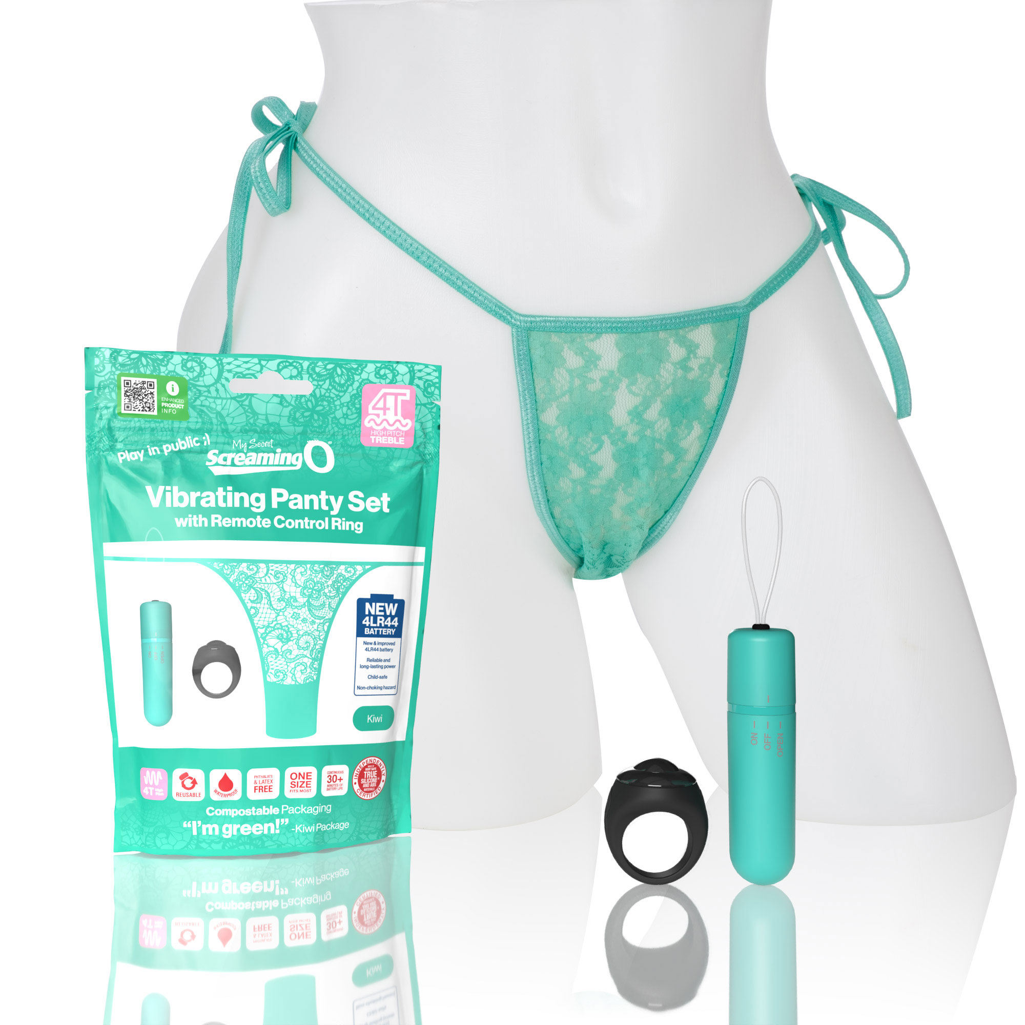 screaming o t vibrating panty set with remote  control ring kiwi 