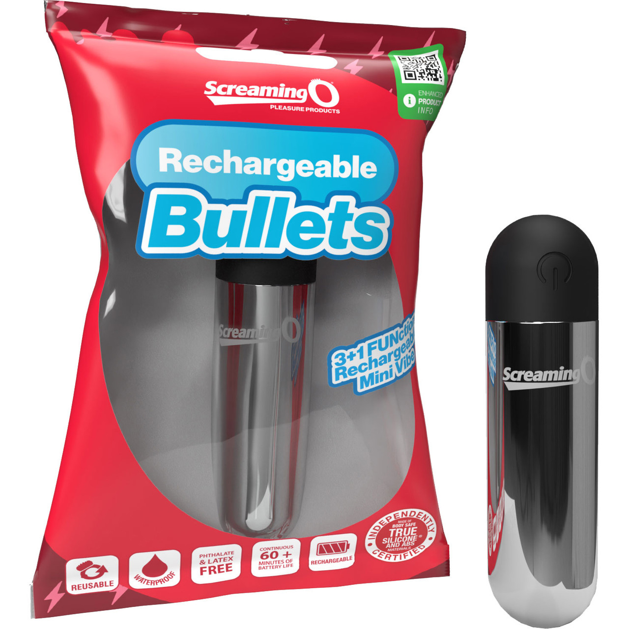 screaming o rechargeable bullets siliver 