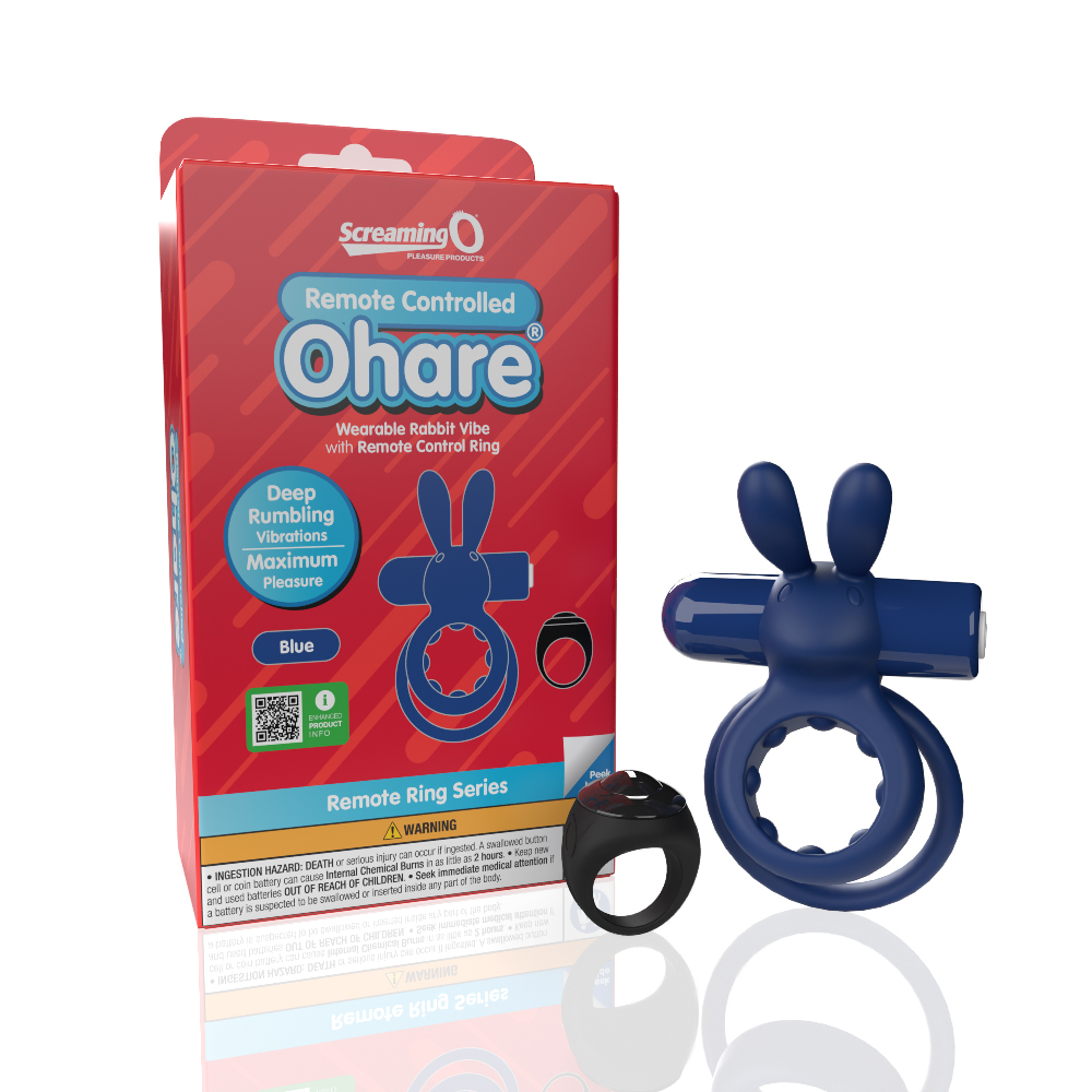 screaming o remote controlled ohare vibrating ring blue 