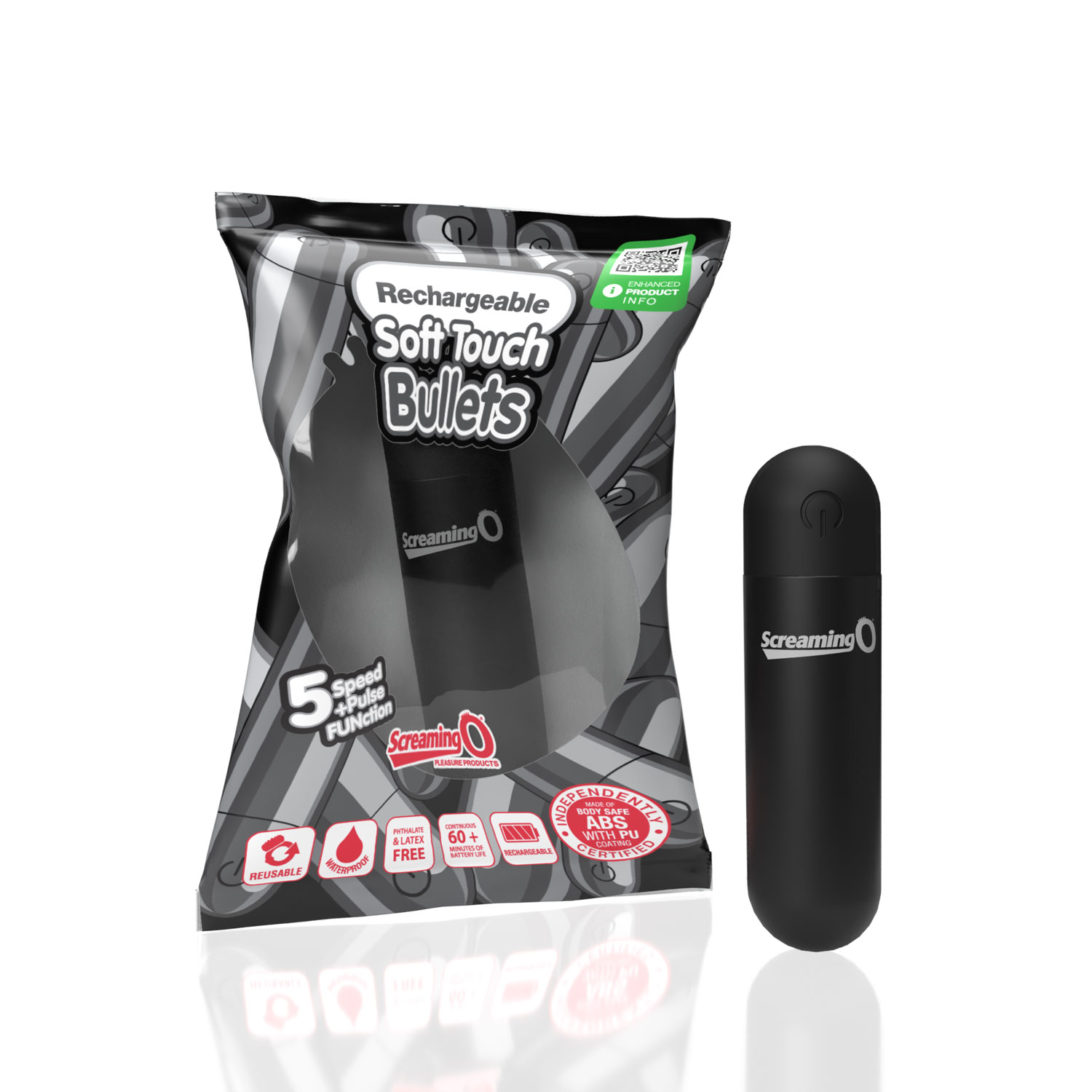 screaming o soft touch rechargeable bullet black 