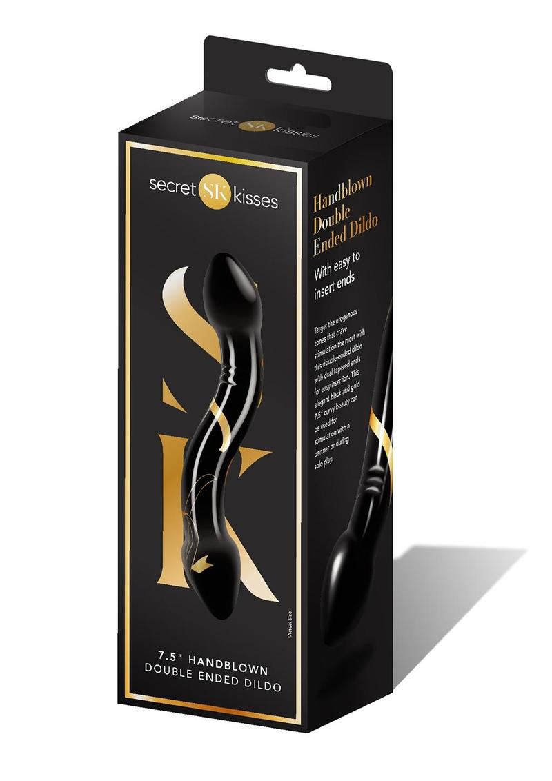 secret kisses . inch handblown double ended  dildo black 