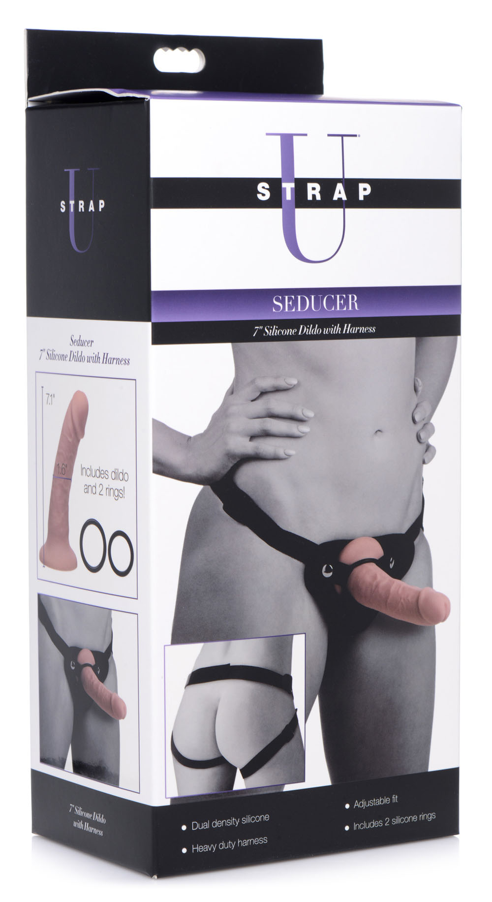 seducer  inch silicone dildo with harness 
