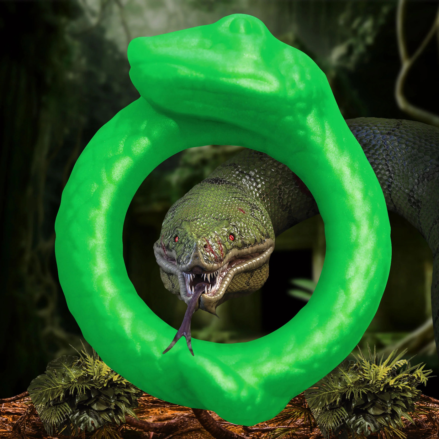 serpentine silicone cock ring green 