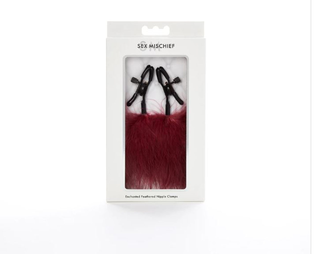 sex and mischief enchanted feather nipple clamps burgundy .JPG