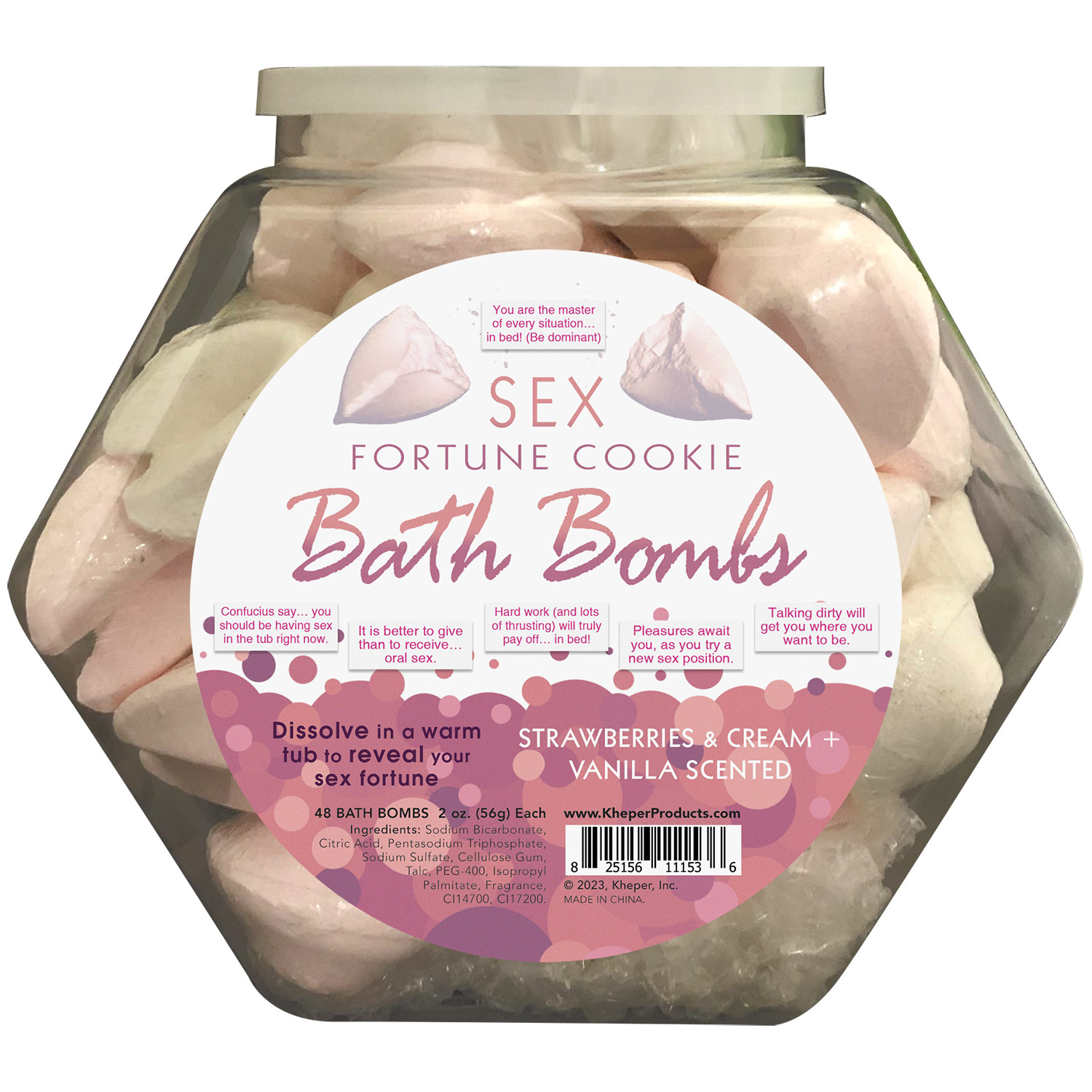 sex fortune cookie bath bomb fishbowl display of   units strawberry cream and vanilla 