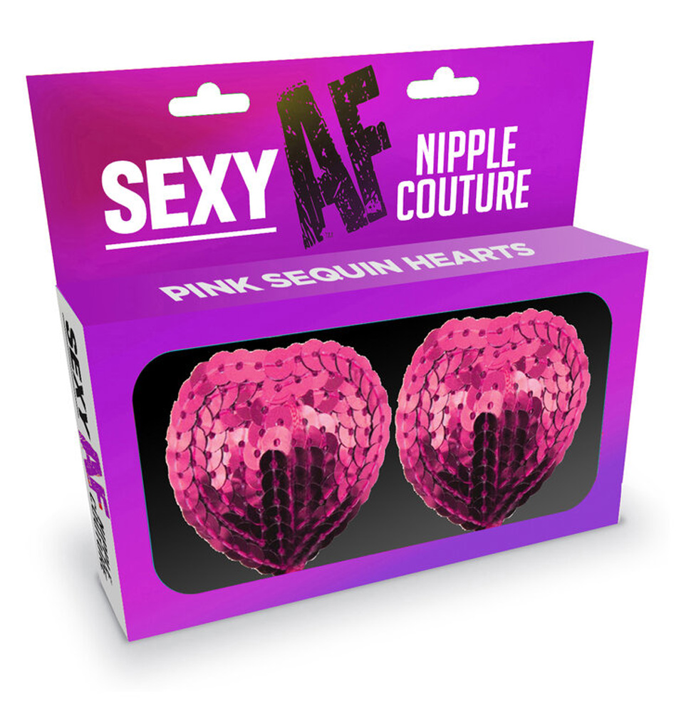 sexy af nipple couture  pink sequin hearts 