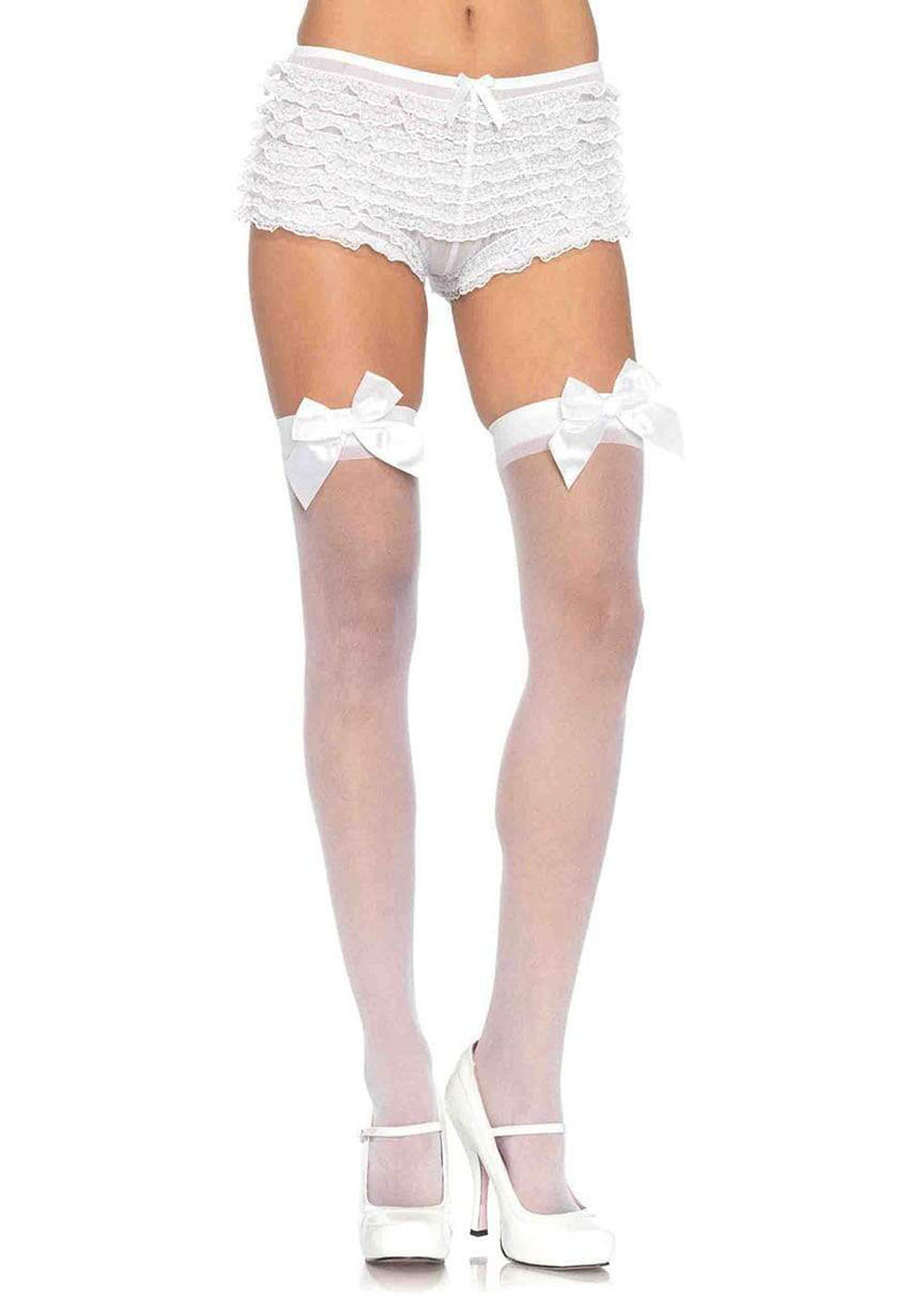 sheer thigh highs one size white 