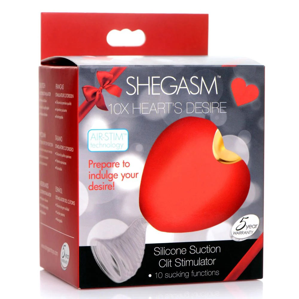 shegasm x heart desire silicone suction clit  stimulator red 